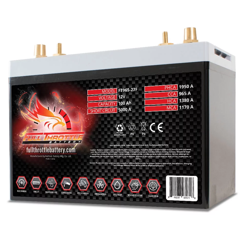 Full Throttle FT965-27F Group 65 AGM Battery