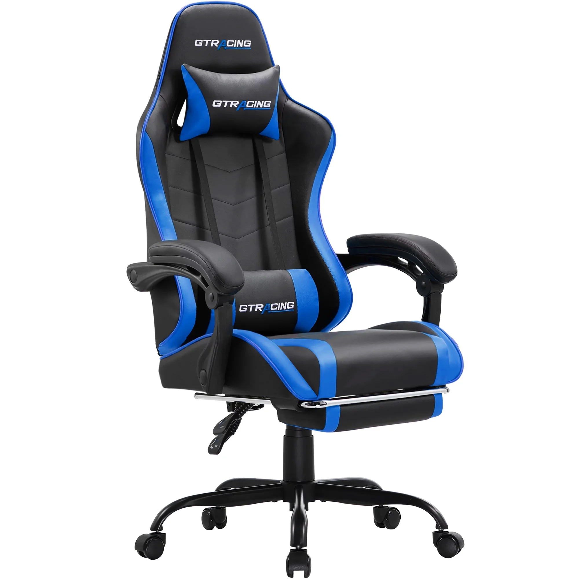 GTRACING GTWD-200 Gaming Chair with Footrest, Height Adjustable Office Swivel Reclining, White