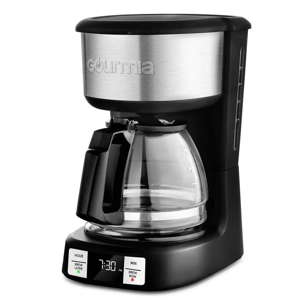 Gourmia 5 Cup Programmable Drip Coffee Maker with Brew Later Black