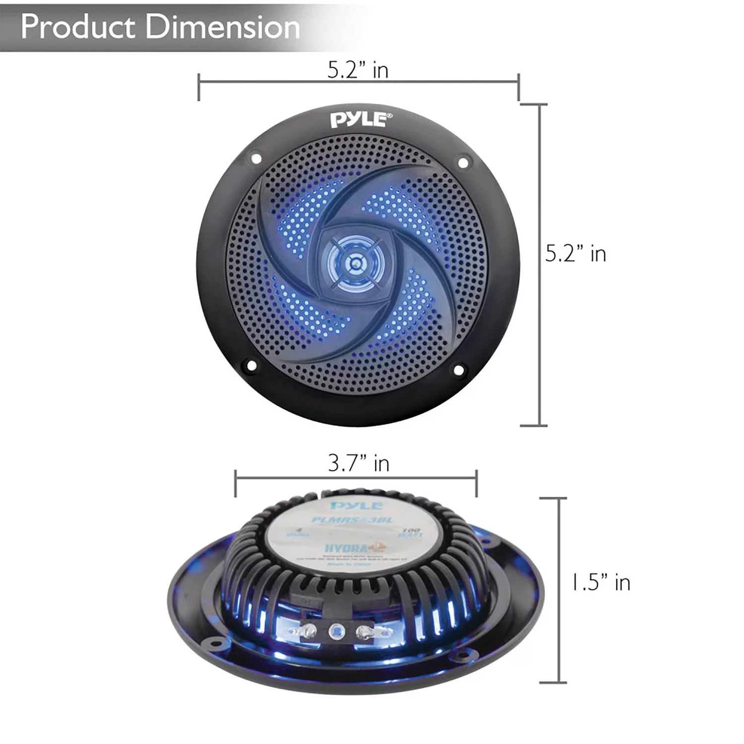 Pyle PLMRS43BL 4″ Waterproof Low Profile Marine Speakers, Black (2 Pack)