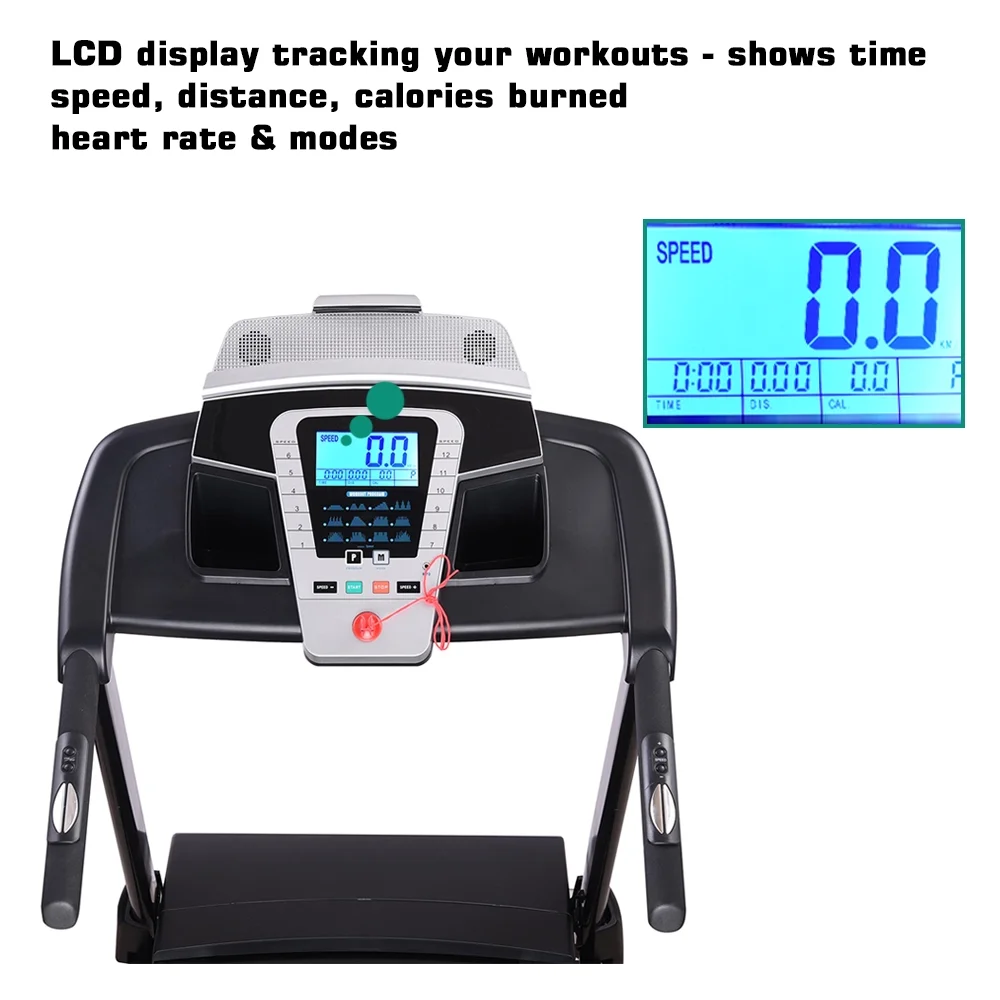 Yescom Folding Treadmill with LCD Display Speaker Running Walking Treadmill for Home Office Exercise