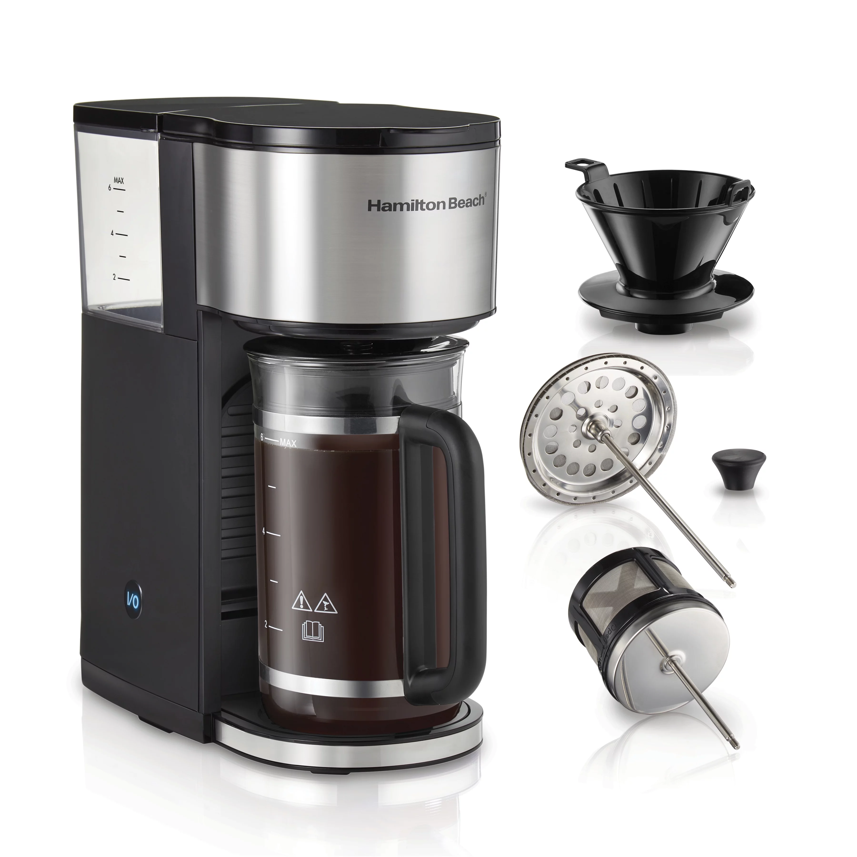 Hamilton Beach Home Barista 7-in-1 Coffee Maker, Black and Stainless, 46251