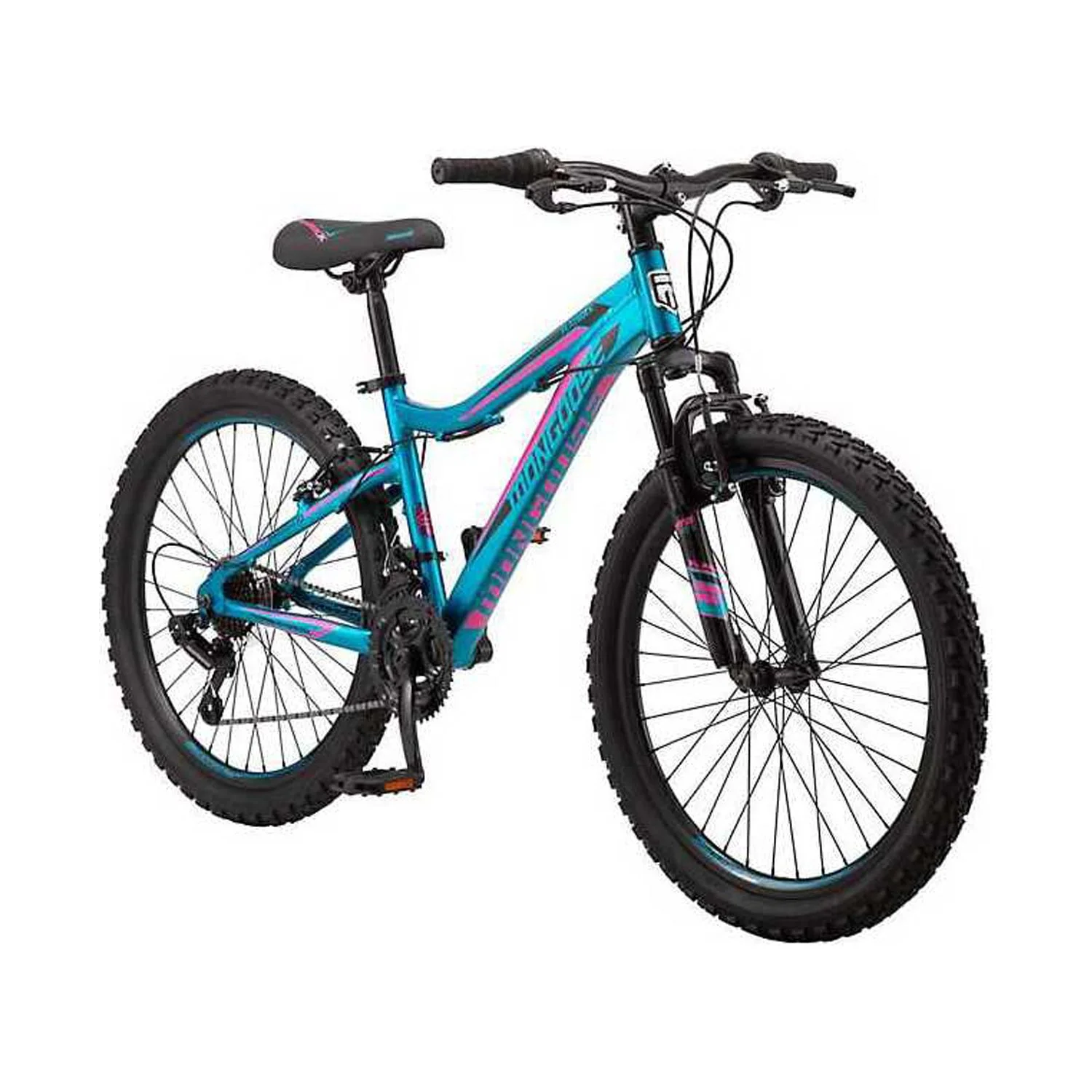 Mongoose 24 in. Mountain Bicycle, 21 Speed, Teal-Gender:Women