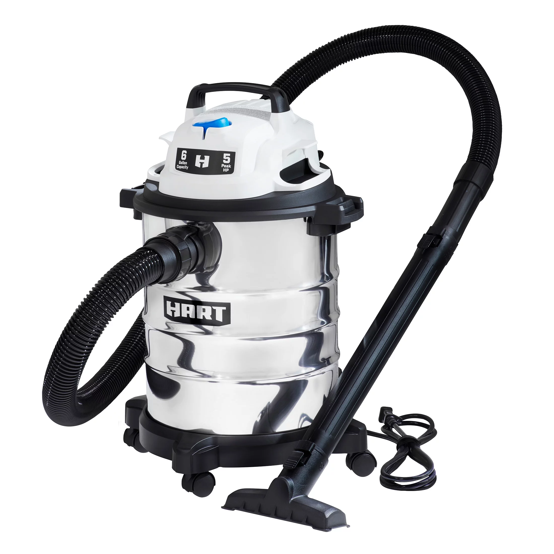 HART 6 Gallon 5 Peak HP Stainless Steel Wet/Dry Vacuum, VOC608S 3702