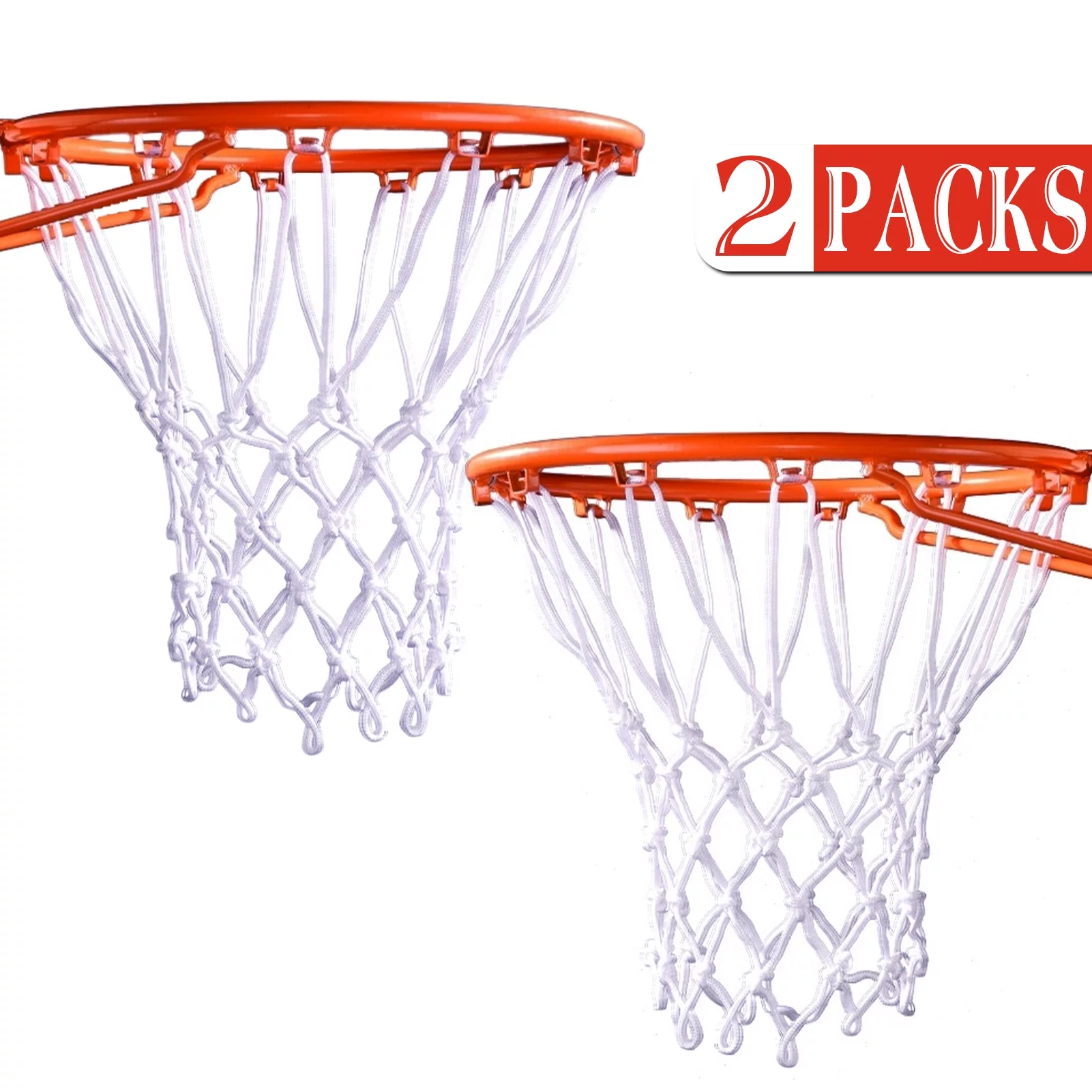 cyrico 2 Pack Basketball Net Replacement, Outdoor Anti Whip Hoop Nets 12 Loops