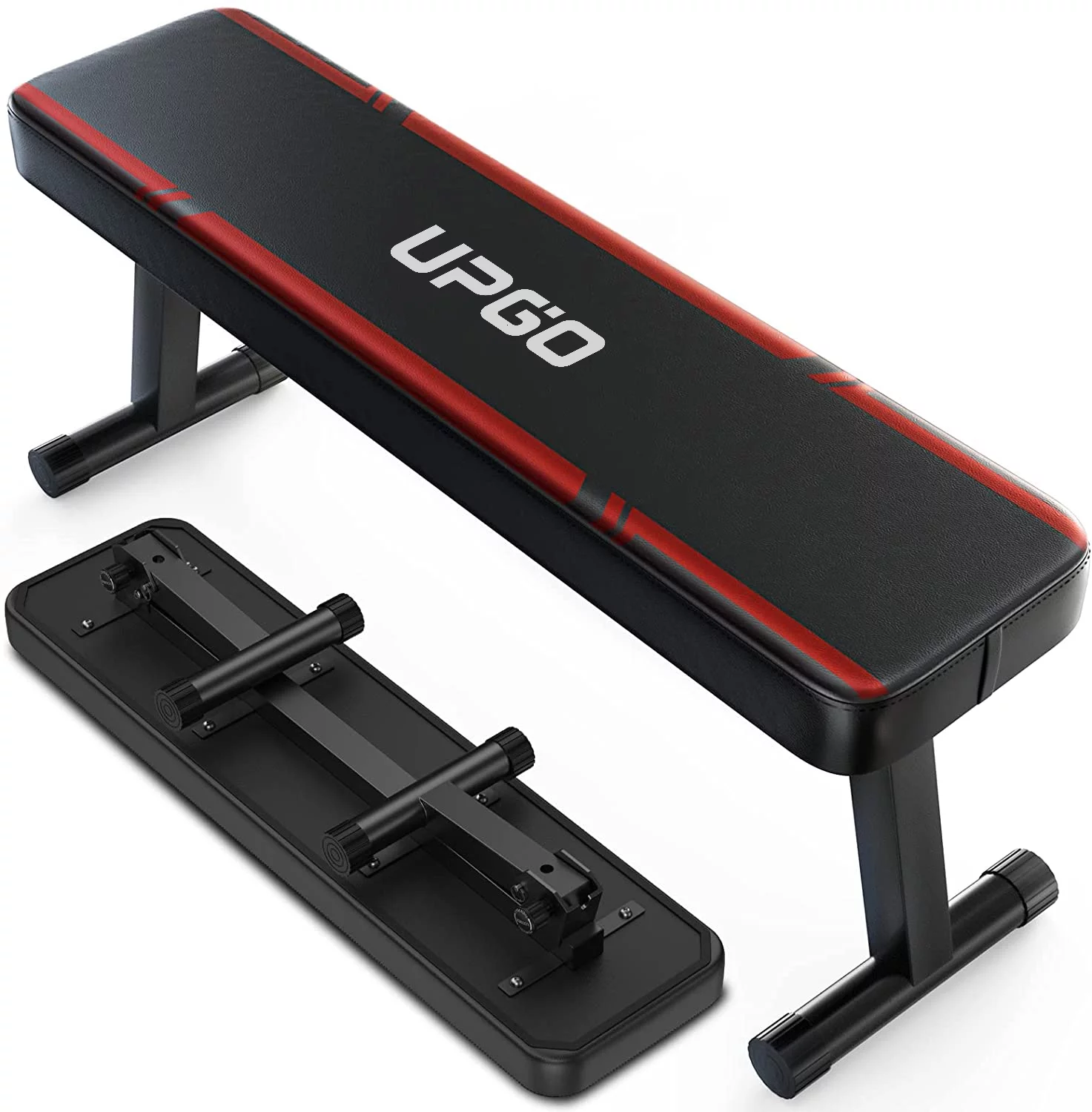 UPGO 600LBS Folding Flat Bench, Sturdy Lightweight and Space-saving Bench Press Flat Weight Bench, Easy to Assemble