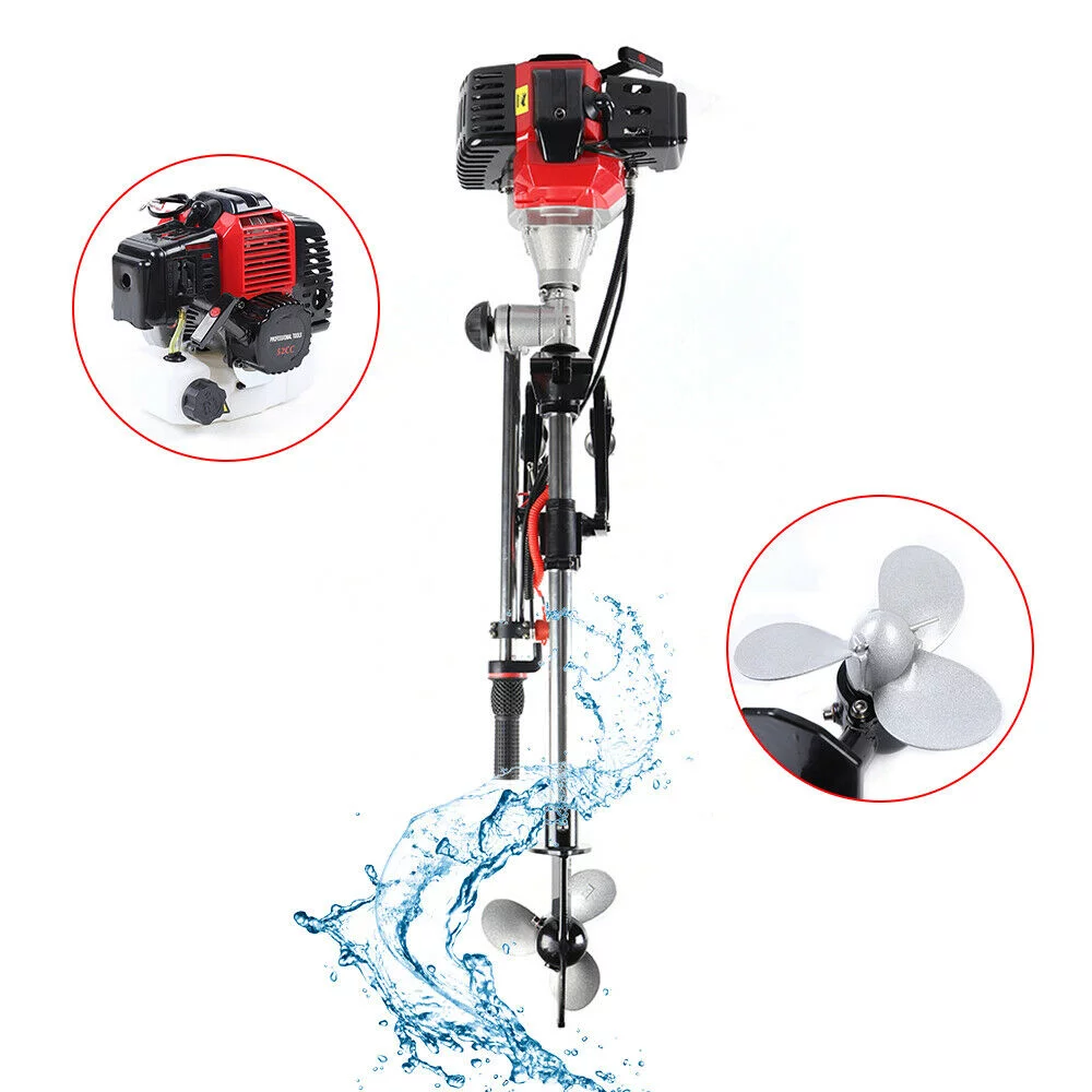 OUKANING 2.3HP 2-Stroke Outboard Motor Inflatable Boat Fishing Boat Engine with CDI Water Cooling 52cc