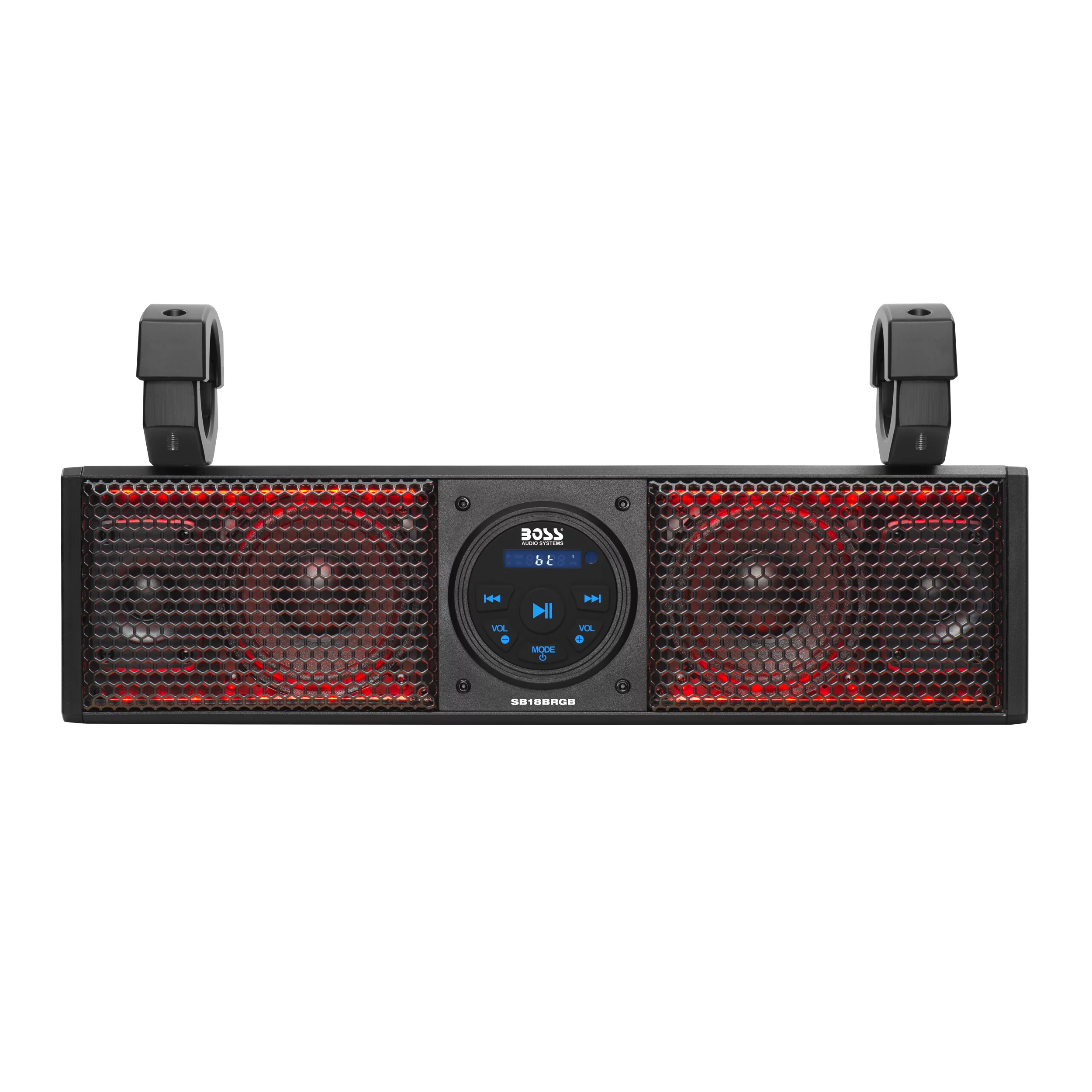 BOSS Audio Systems SB18BRGB ATV UTV Sound Bar System – 18 inches Wide, IPX5 Rated Weatherproof, Bluetooth Audio, Amplified, 4 inch Speakers, 1 inch Tweeters, USB Port, RGB Multicolor Illumination