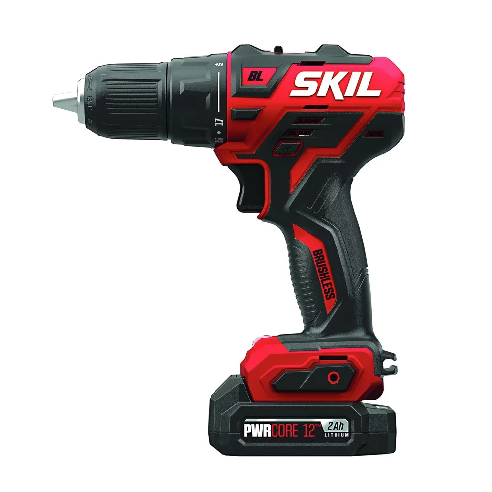 SKIL PWR CORE 12 Brushless 12-Volt 1/2 In. Cordless Drill Driver Kit with 2.0Ah Lithium-Ion Battery and Charger , DL529002