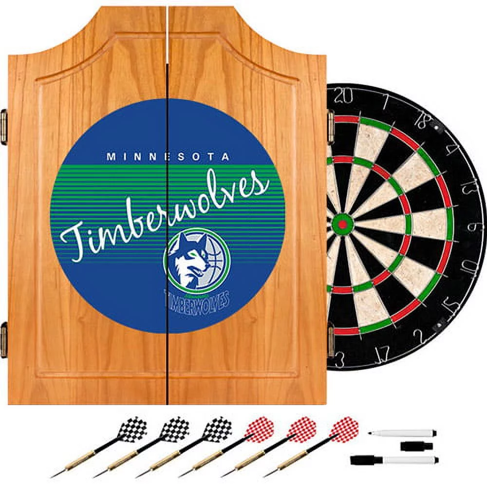 Minnesota Timberwolves Hardwood Classics NBA Wood Dart Cabinet