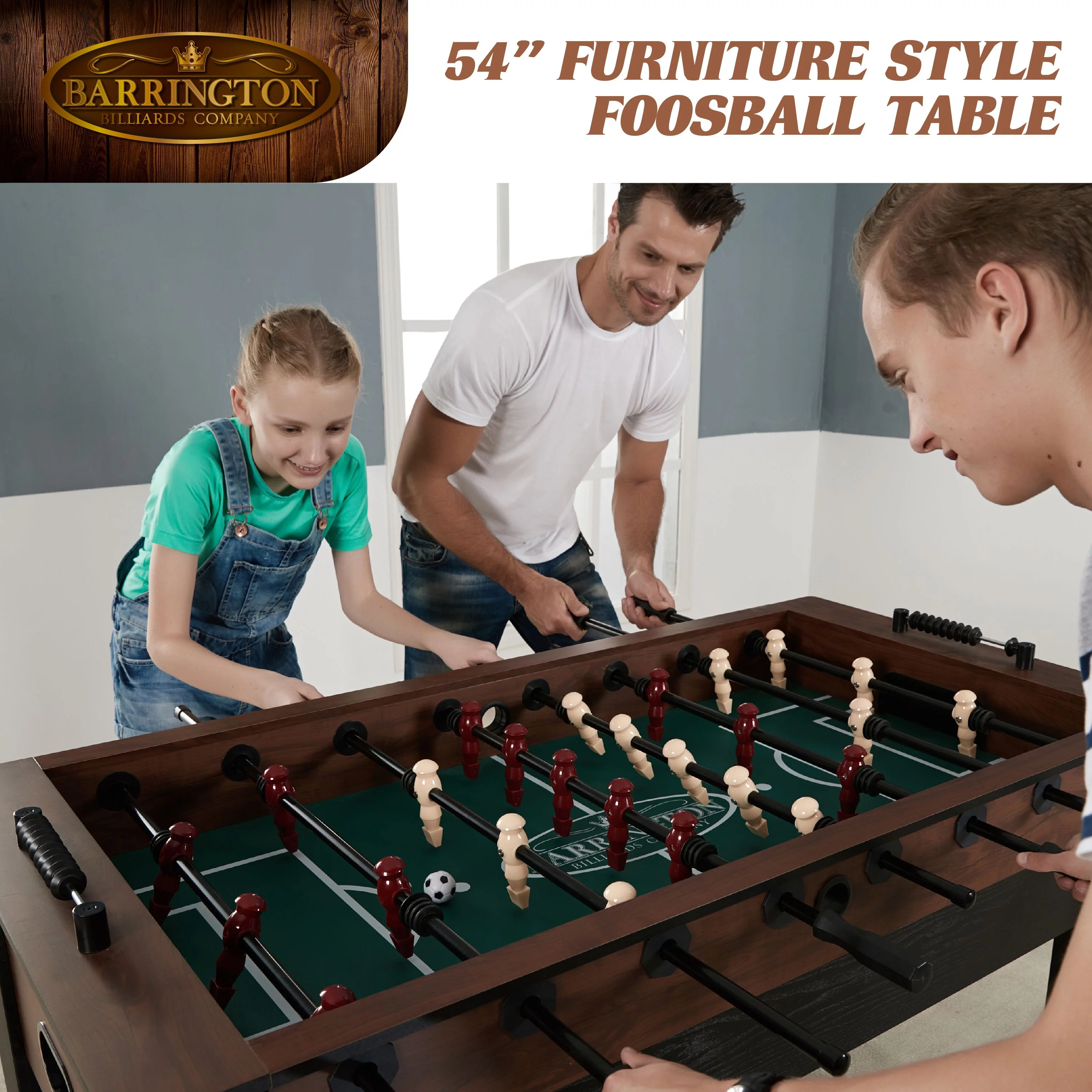 Barrington 54″ Furniture Style Foosball Game Table, 54 inch x 27.25 inch x 34 inch