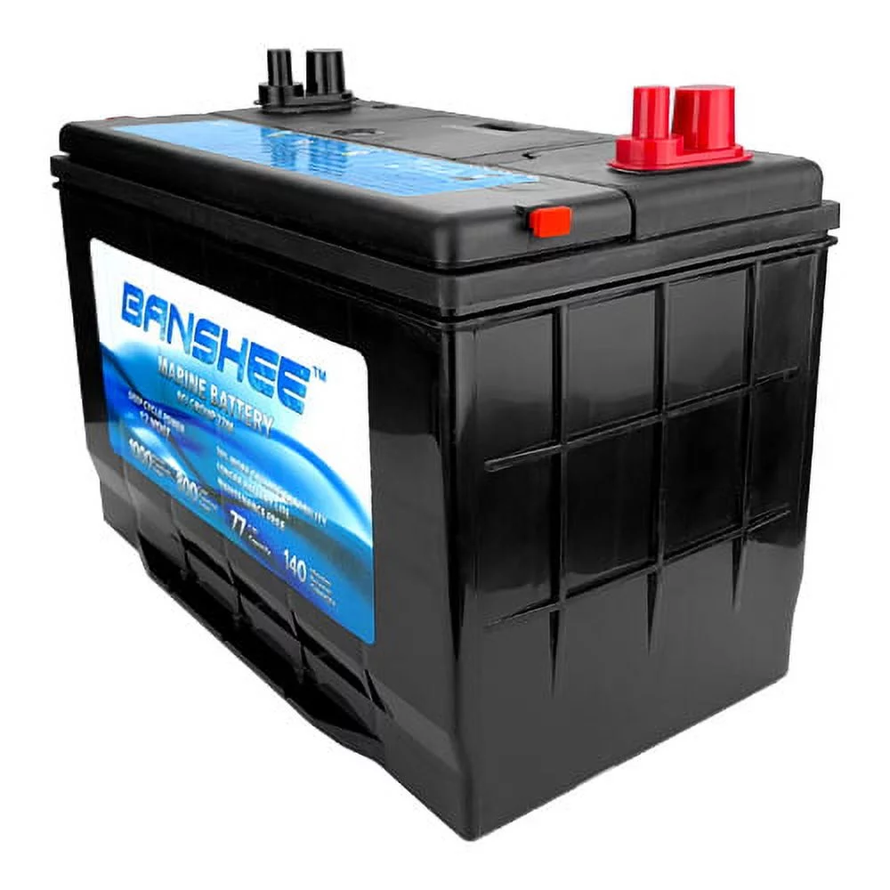 Banshee  12V 77Ah Deep Cycle Marine Battery for Replacement Optima D27M – Group Size 27