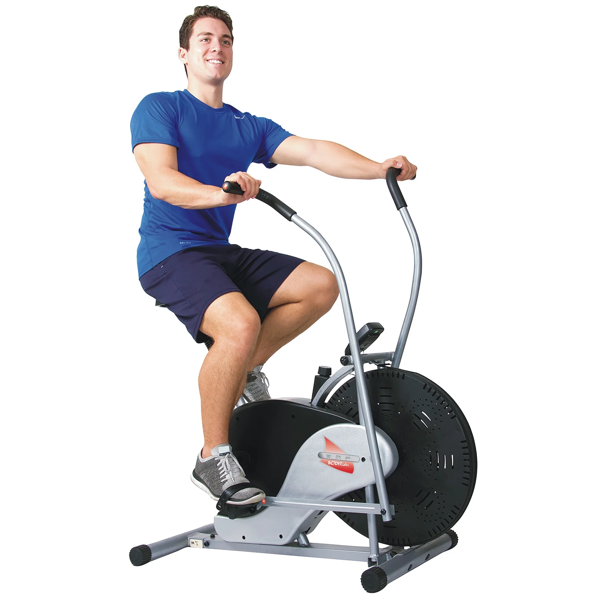 Body Rider Exercise Upright Stationary Fan Bike with Updated Softer and Adjustable Seat for Home Gym Cardio BRF700 with 250 lbs Max Weight Capacity