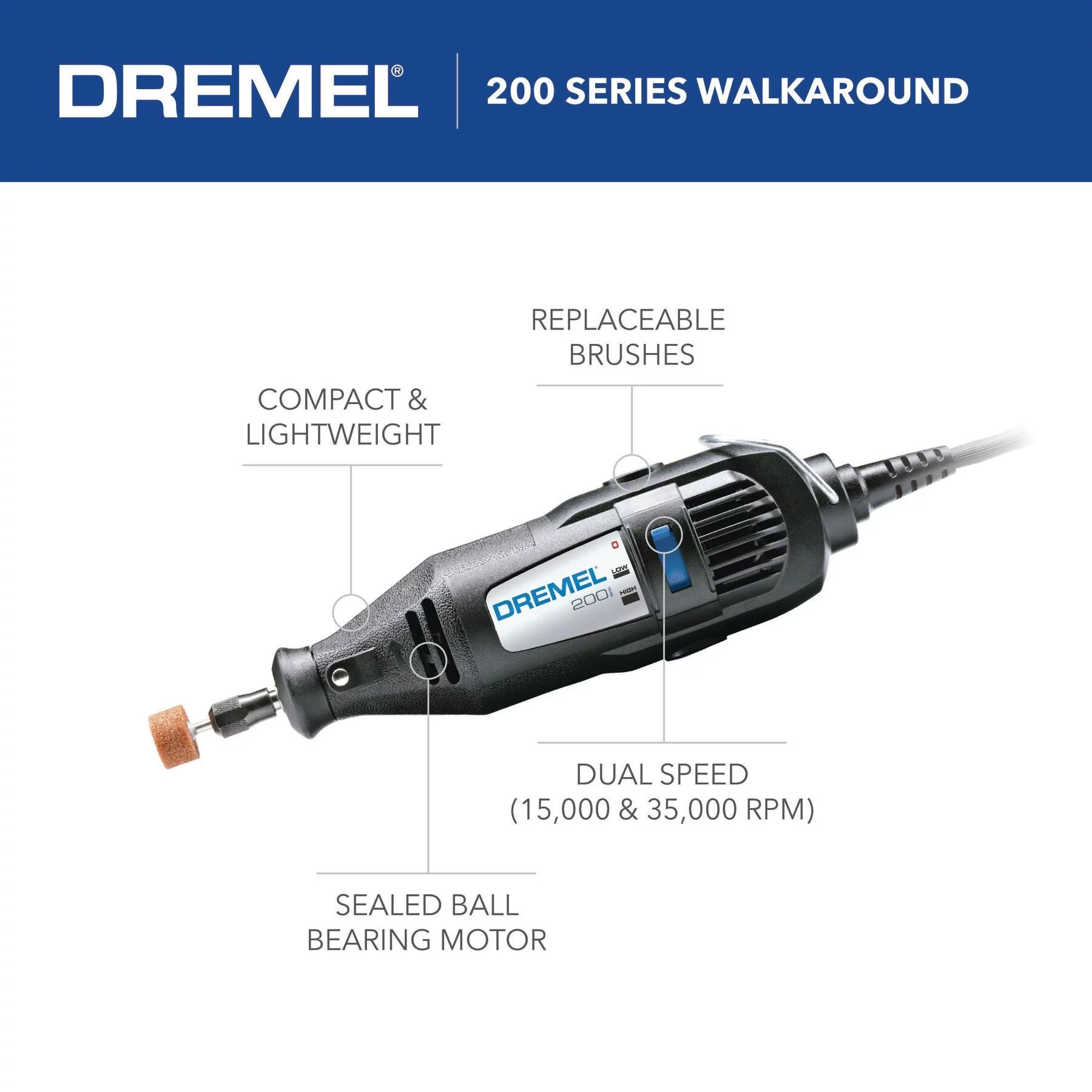 Dremel 200-N/6 Two Speed Rotary Tool with 5 Accessories and a Mandrel,  0.9 Amp