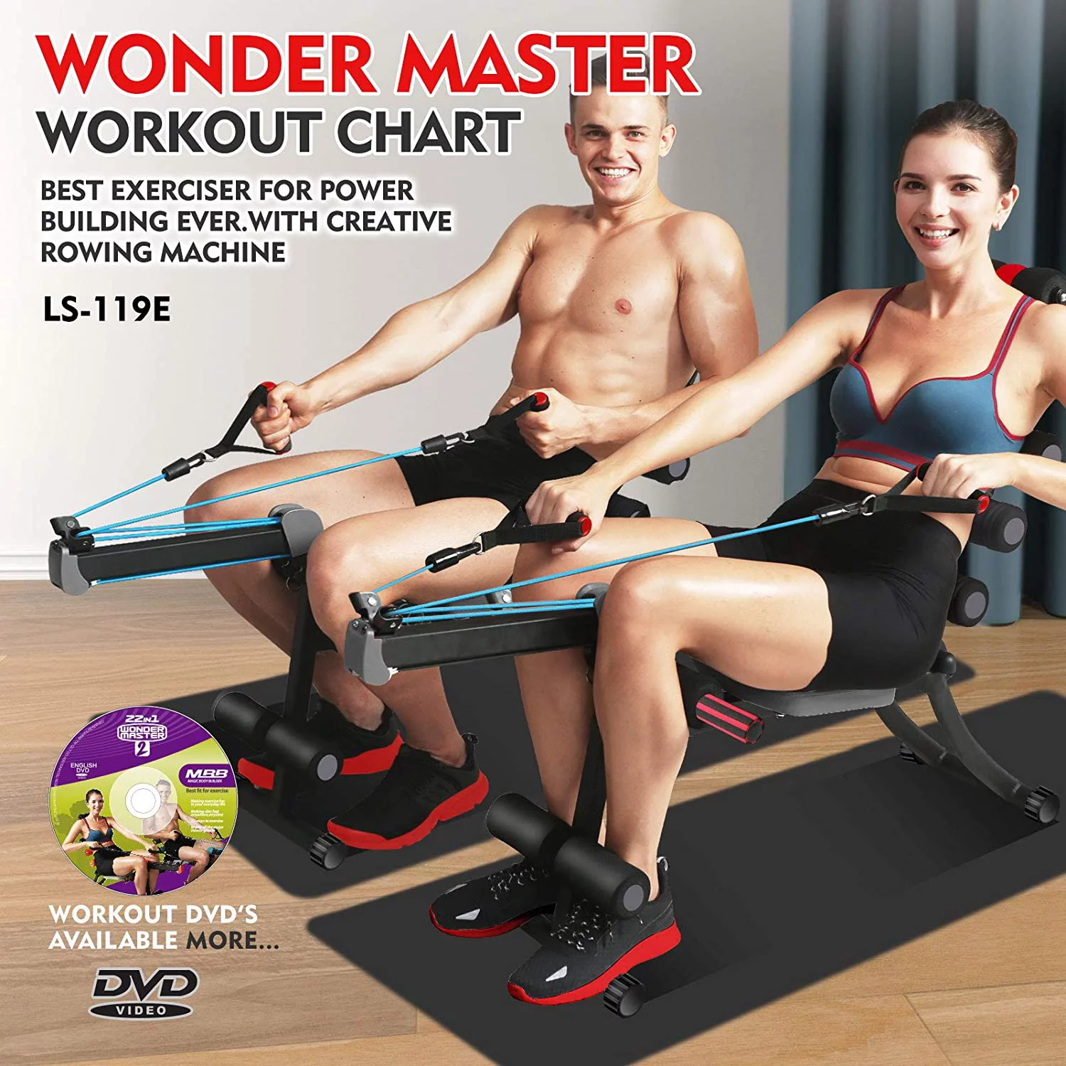 MBB 22 in 1 Wonder Master Core & Abdominal Workout Chair,Foldable & Adjustable Rowing Machine,22 Ways to Exercise,Fitness Equipment for Home Gym Sports