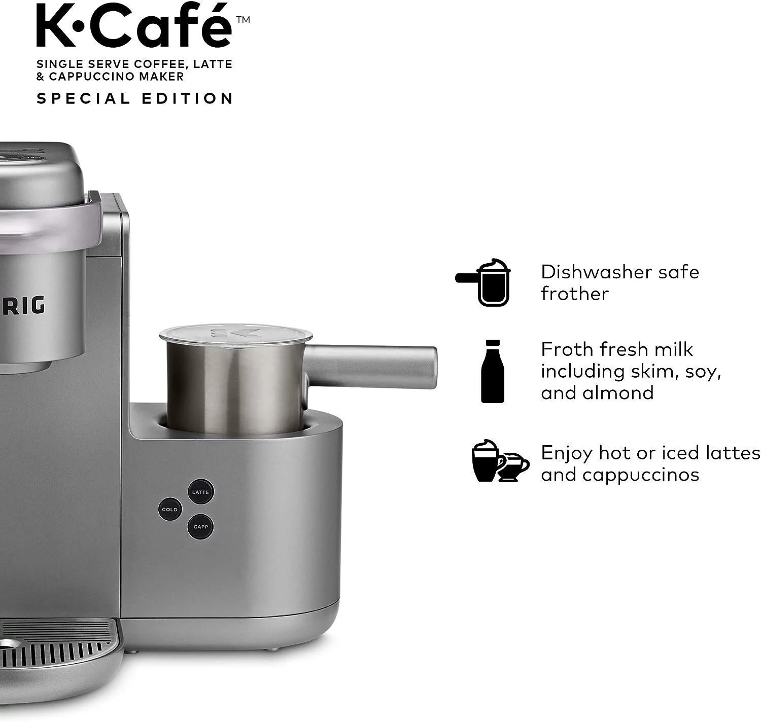 Keurig K-Cafe Special Edition Single-Serve K-Cup Pod Coffee, Latte, and Cappuccino Maker (Nickel)