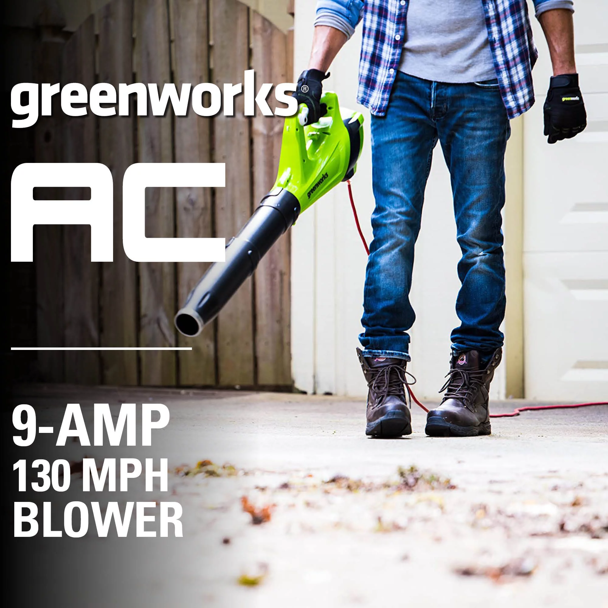 Greenworks 9 Amp 530 CFM Corded Electric Axial Leaf Blower 2400902