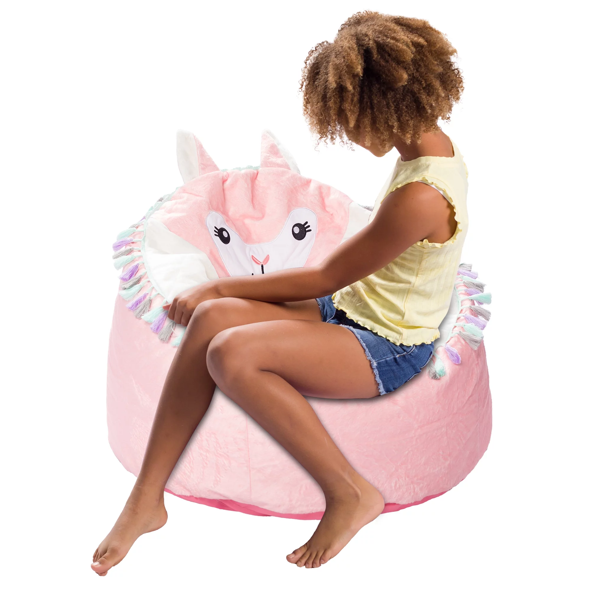 Posh Creations Bean Bag Chair, Memory Foam Lounger with Soft Cover, Kids, 2.5 ft, White Unicorn