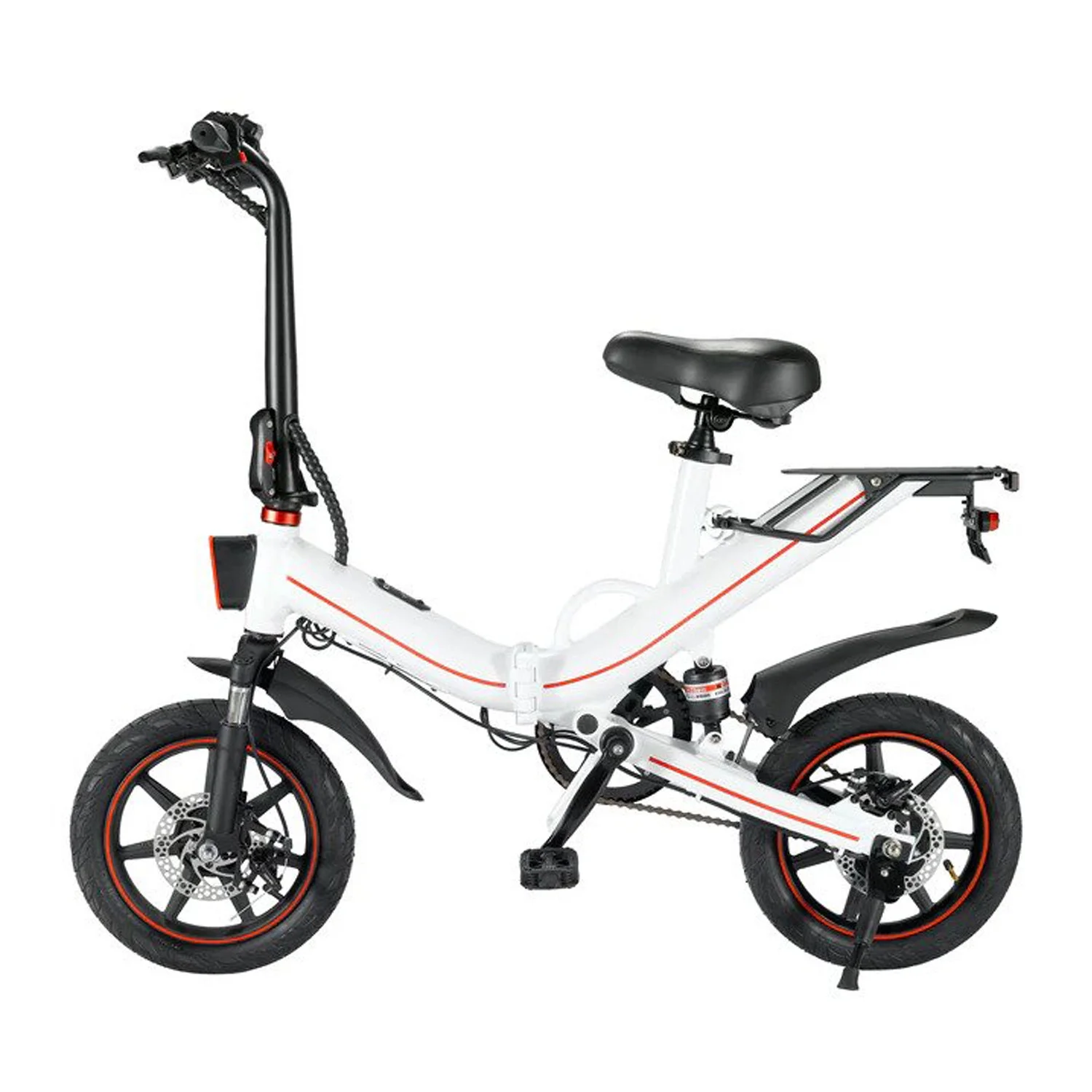 MotorSpeeders.com 14″ V5 30KM/H Folding Electric Bike, Water Resistant 400W Motor Lithium Battery Powered eBike with Double Damping Disc Brake