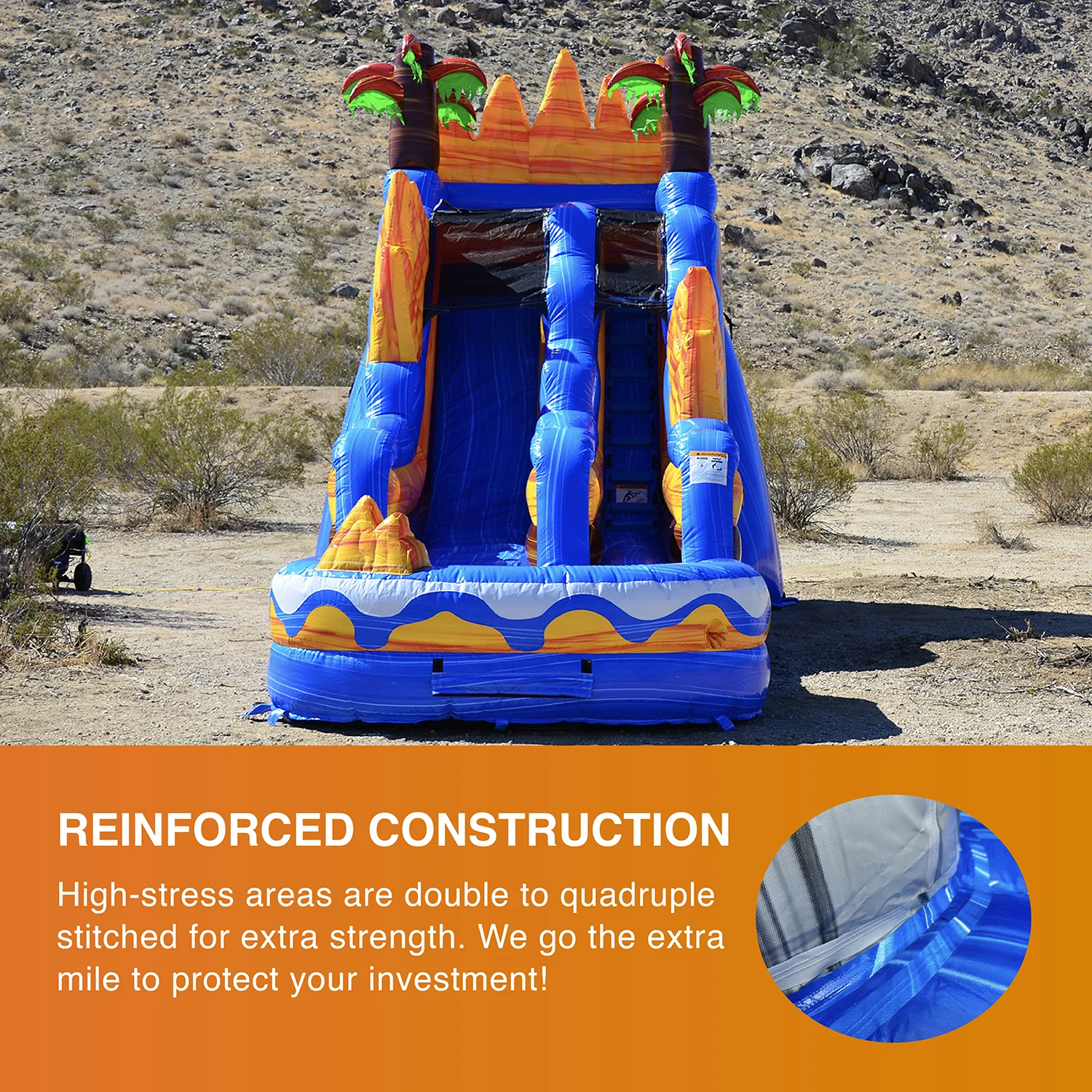 JumpOrange Commercial Grade Water Slide Inflatable with Pool for Kids and Adults (with Blower), Oasis Theme