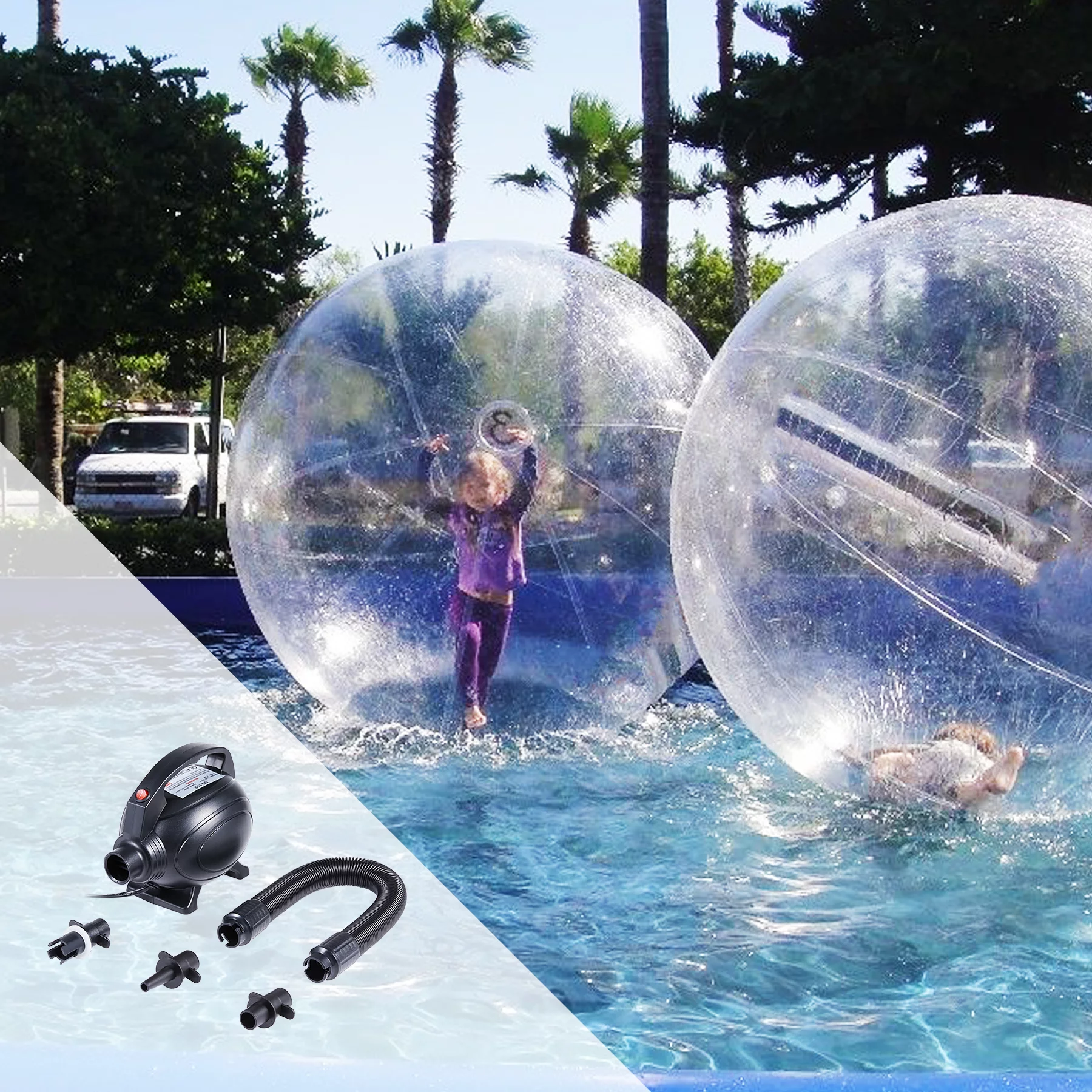 PVC 2M 6.5ft Water Walking Inflatable Ball Zorb Ball German Zipper 180KG