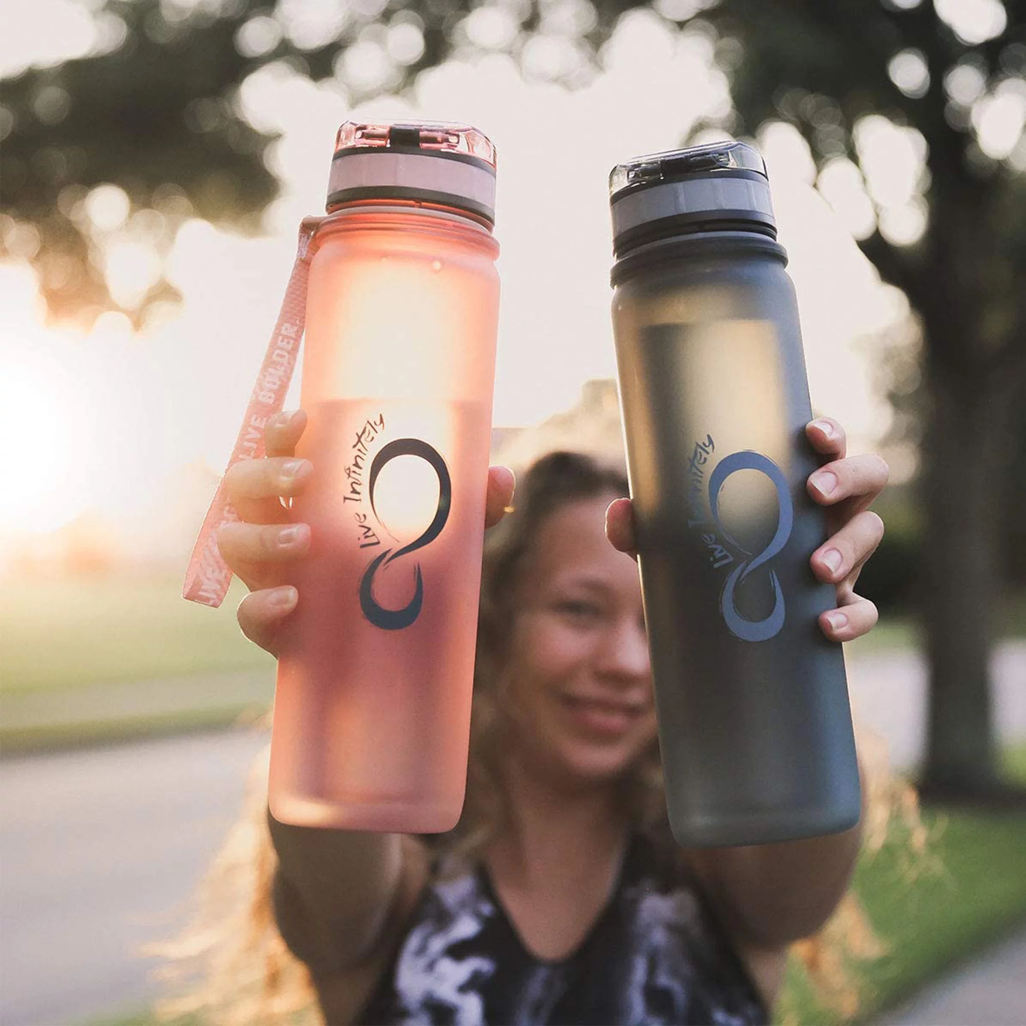 Live Infinitely Insulated Water Bottle with Time Marker BPA-Free 24 oz Rose