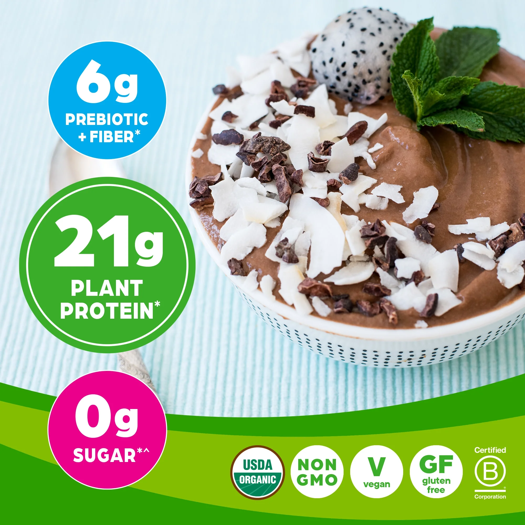 Orgain Organic Vegan 21g Protein Powder, Plant Based, Creamy Chocolate Fudge 1.02lb