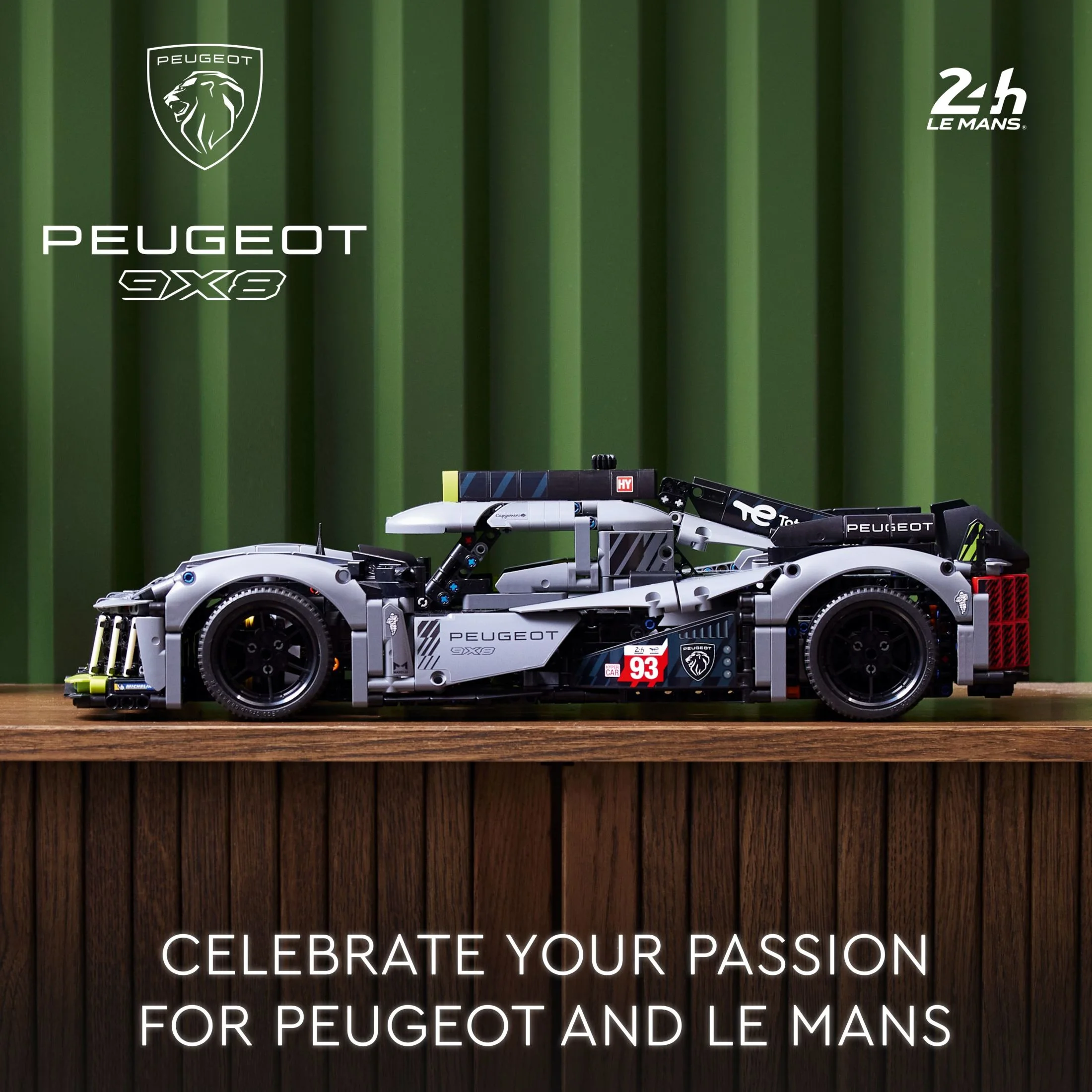 LEGO Technic PEUGEOT 9X8 24H Le Mans Hybrid Hypercar 42156 Collectible Race Car Building Kit for Adults and Teens