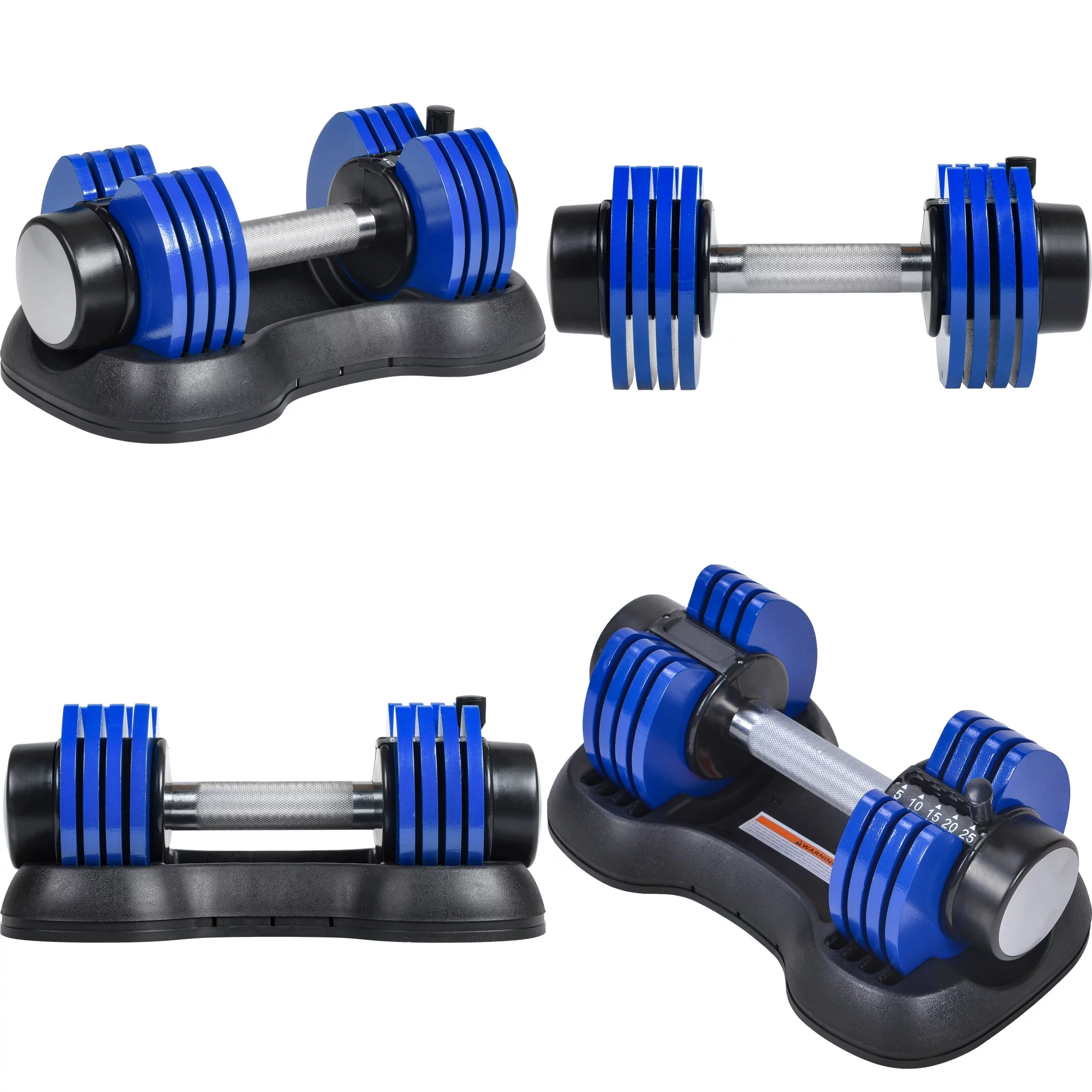 HLAiLL Adjustable Dumbbell 25 lbs with Fast Automatic Adjustable and Weight Plate for Body Workout Home Gym, blue, Note: Single( 10 Sets)