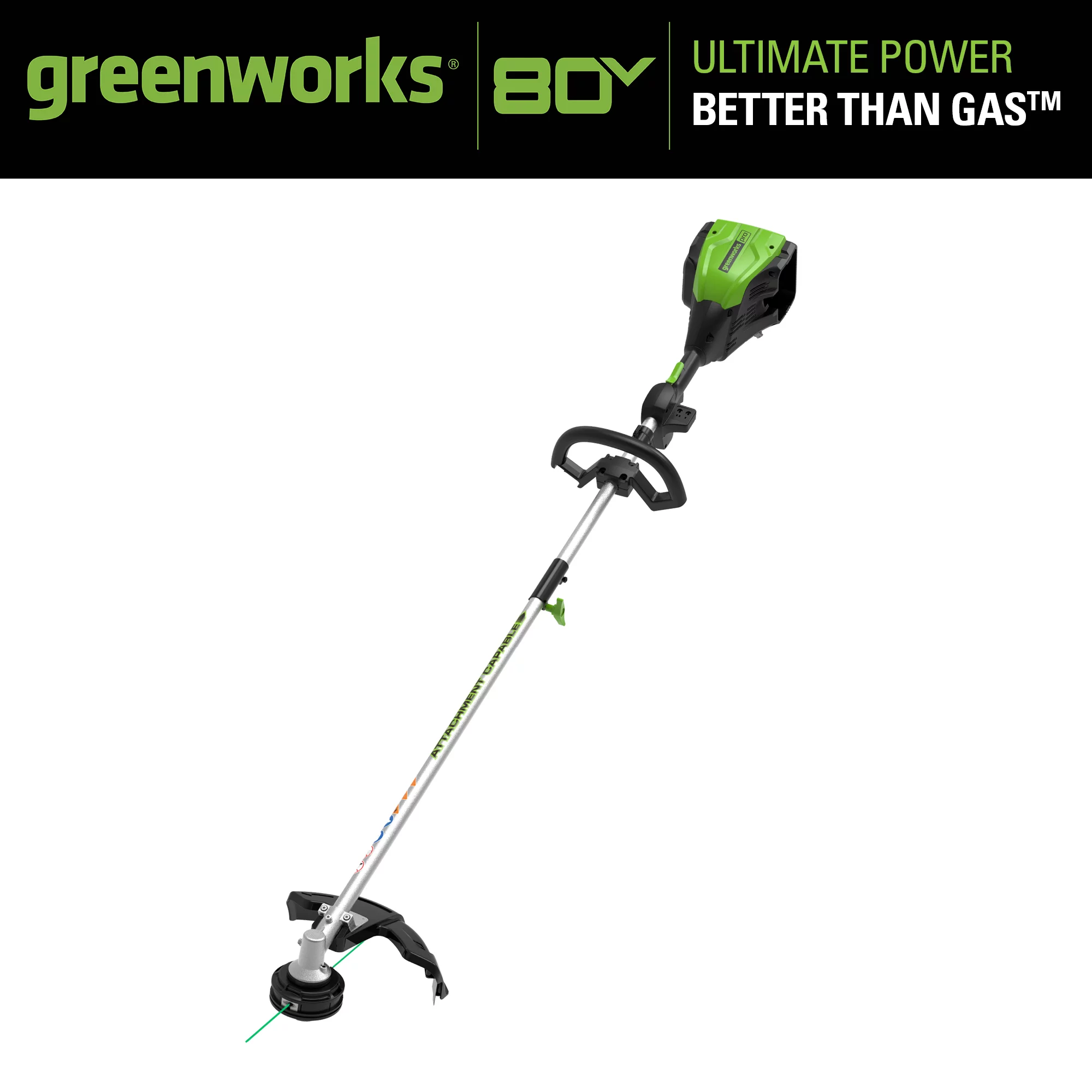 Greenworks 16-Inch PRO 80V Cordless String Trimmer (Attachment Capable), Battery Not Included GST80320