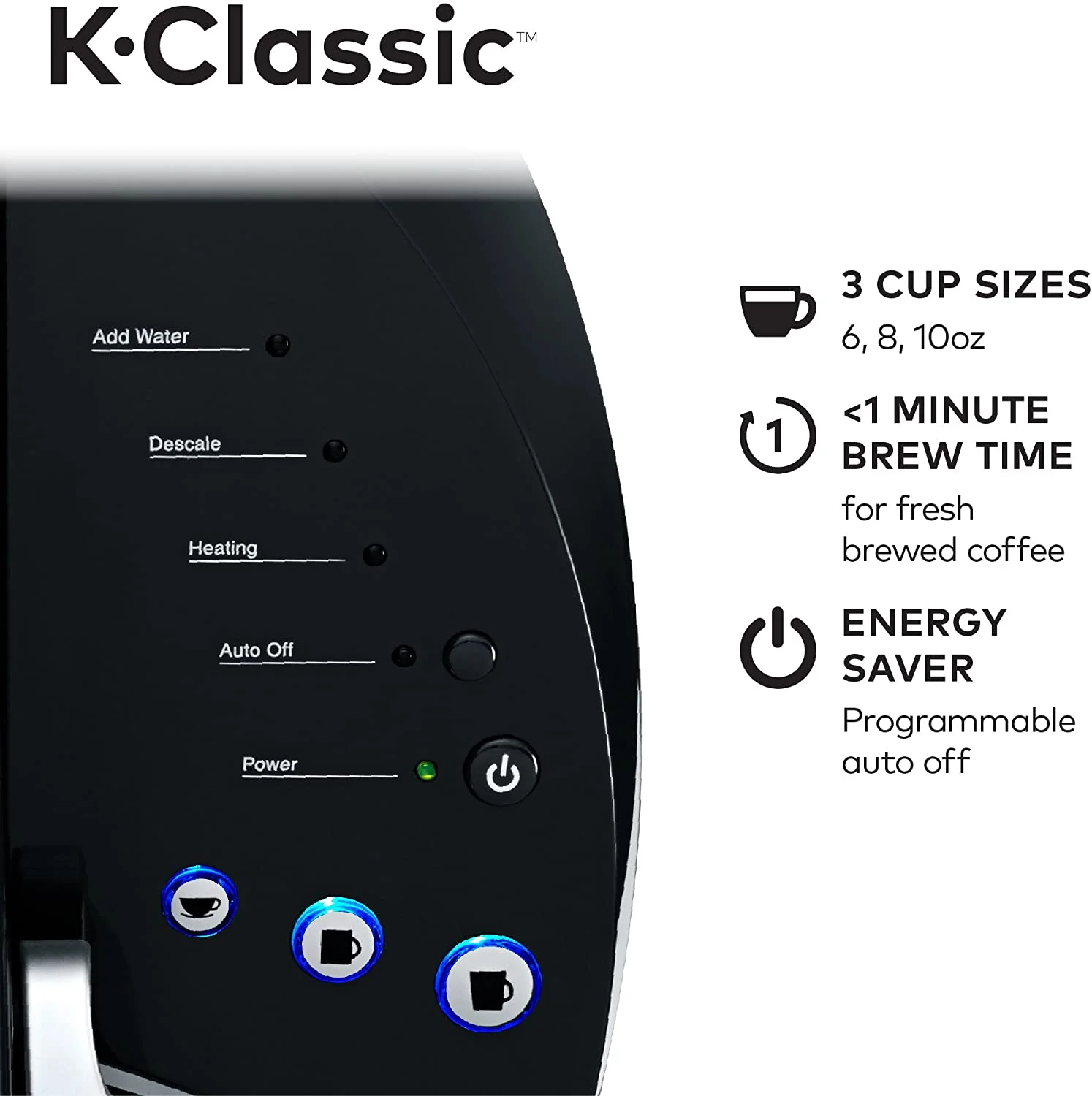 Keurig K-Classic Single Serve K-Cup Pod Coffee Maker, Black