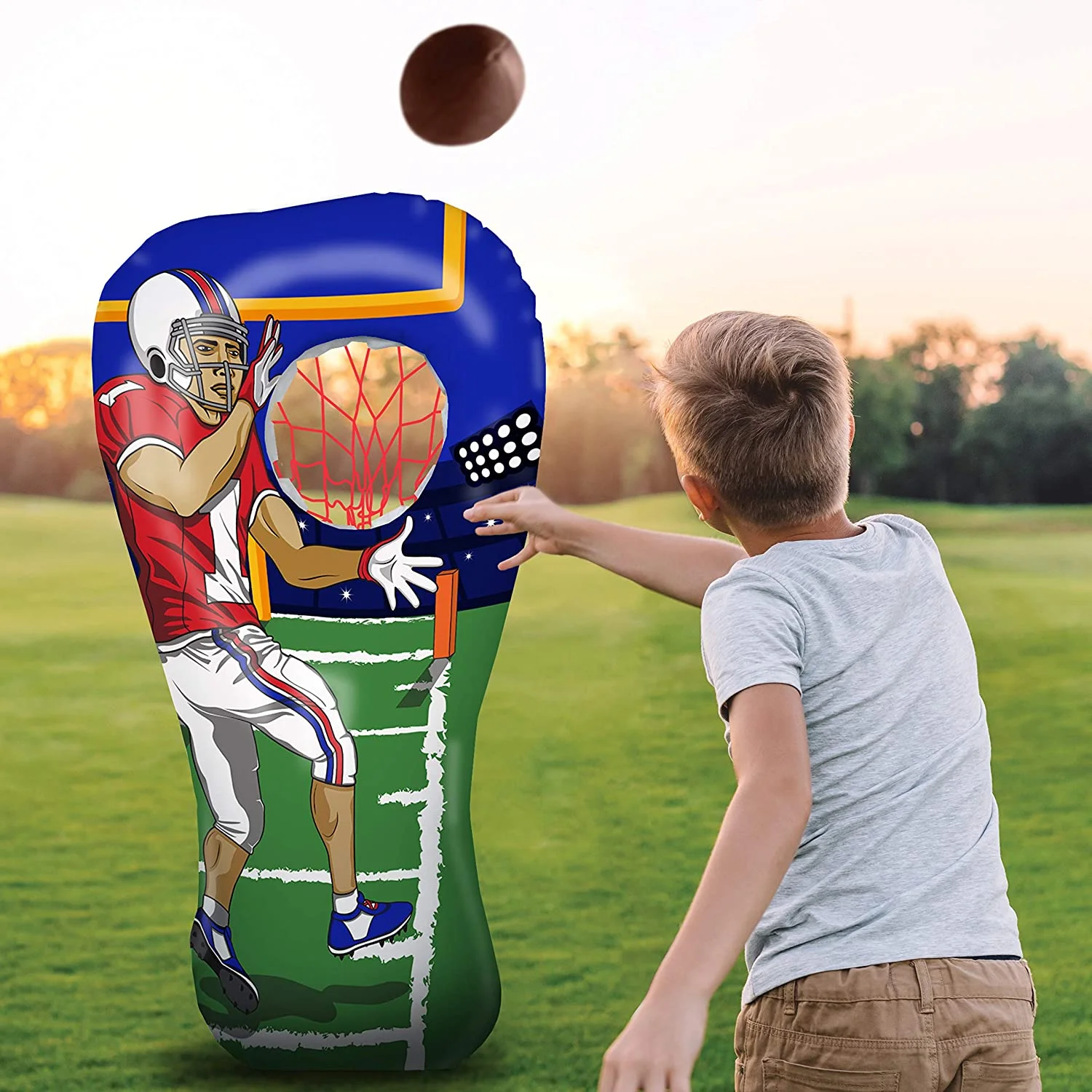 Inflatable Football Toss Target Party Game, Sports Toys Gear and Gifts for Kids Boys Girls and Family