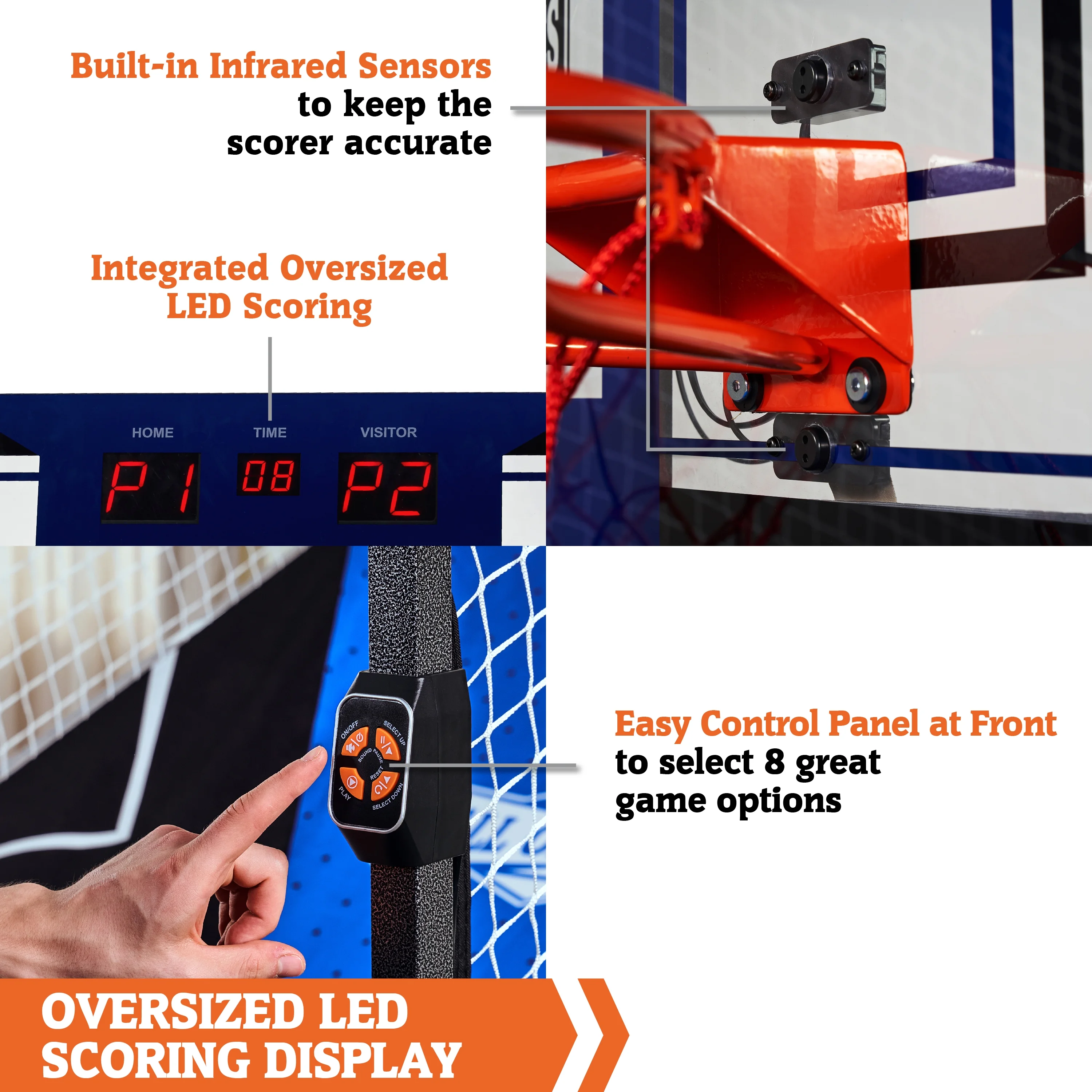 Hall of Games 88?? Indoor Steel Frame Arcade Basketball Game with LED Scorer, Blue