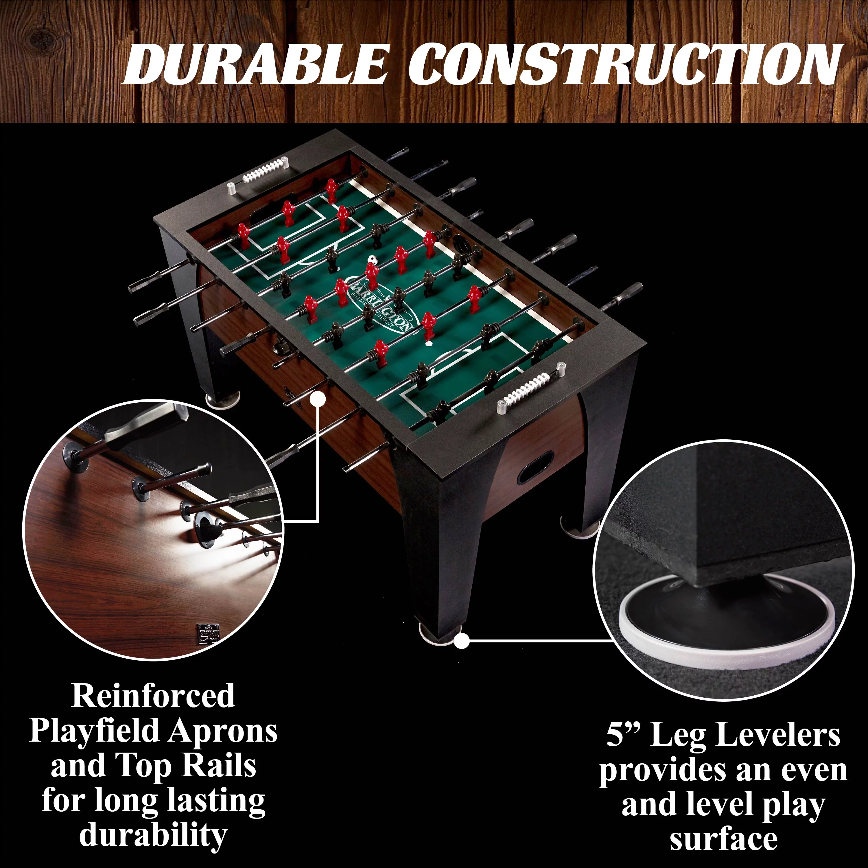 Barrington 58?? Richmond Foosball Table Competition Size, Accessories Included, Brown/Black