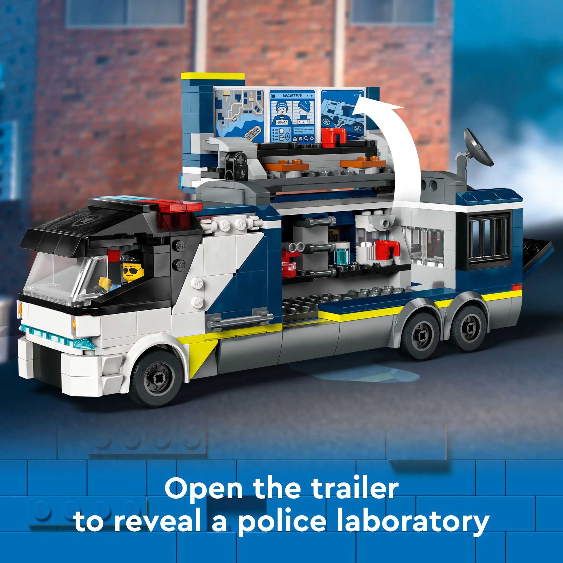 LEGO City Police Mobile Crime Lab Truck Toy, Pretend Play Police Toy, Includes Quad Bike, 2 Officers, 1 Scientist and 2 Crook Minifigures, Police Truck Toy for Kids Ages 7 Plus, 60418