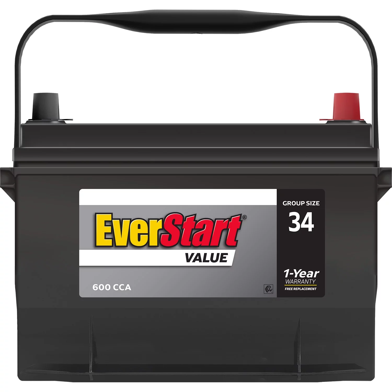 EverStart Value Lead Acid Automotive Battery, Group Size 34 12 Volt, 600 CCA