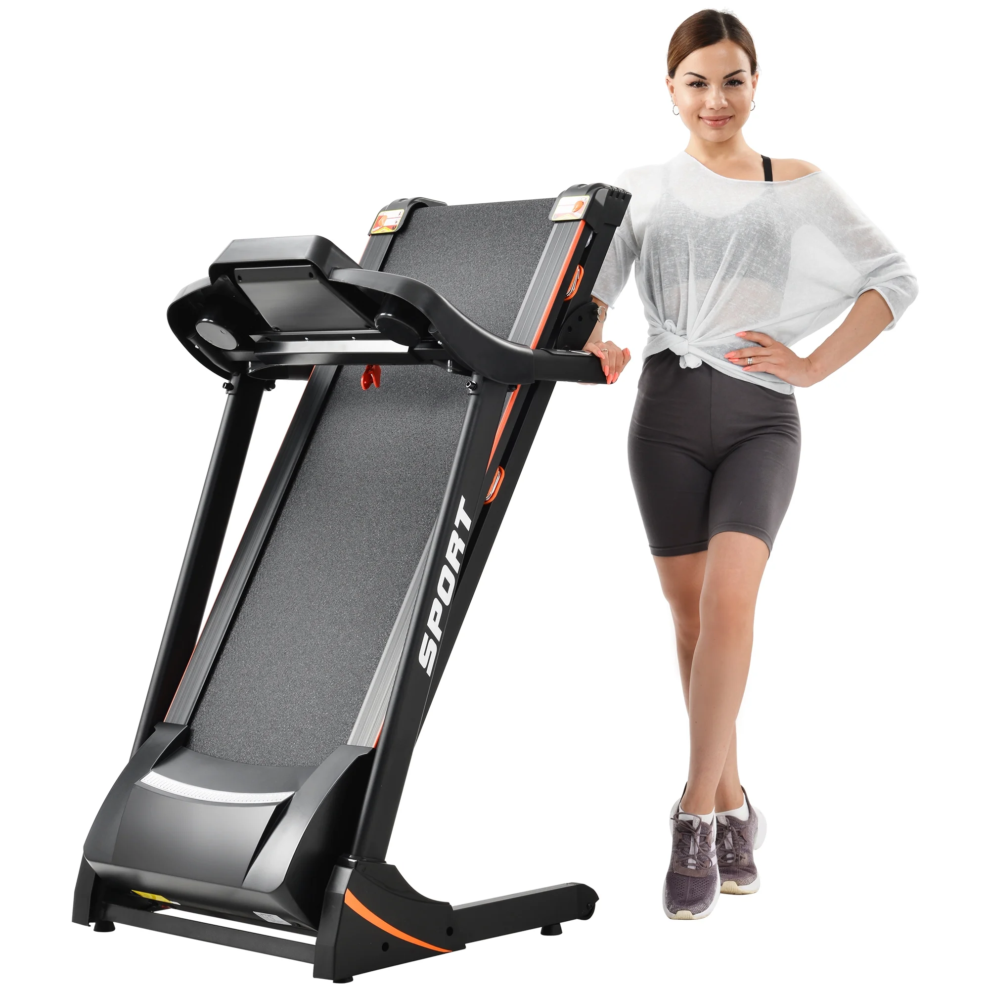 KUIKUI Folding Electric 3.5HP Treadmill With Incline Medium Running Machine Motorised LCD Gym 330lbs?? Folding Treadmill Electric Motorized Power 14.8KM/H Running Fitness Machine Gym(W54031811)