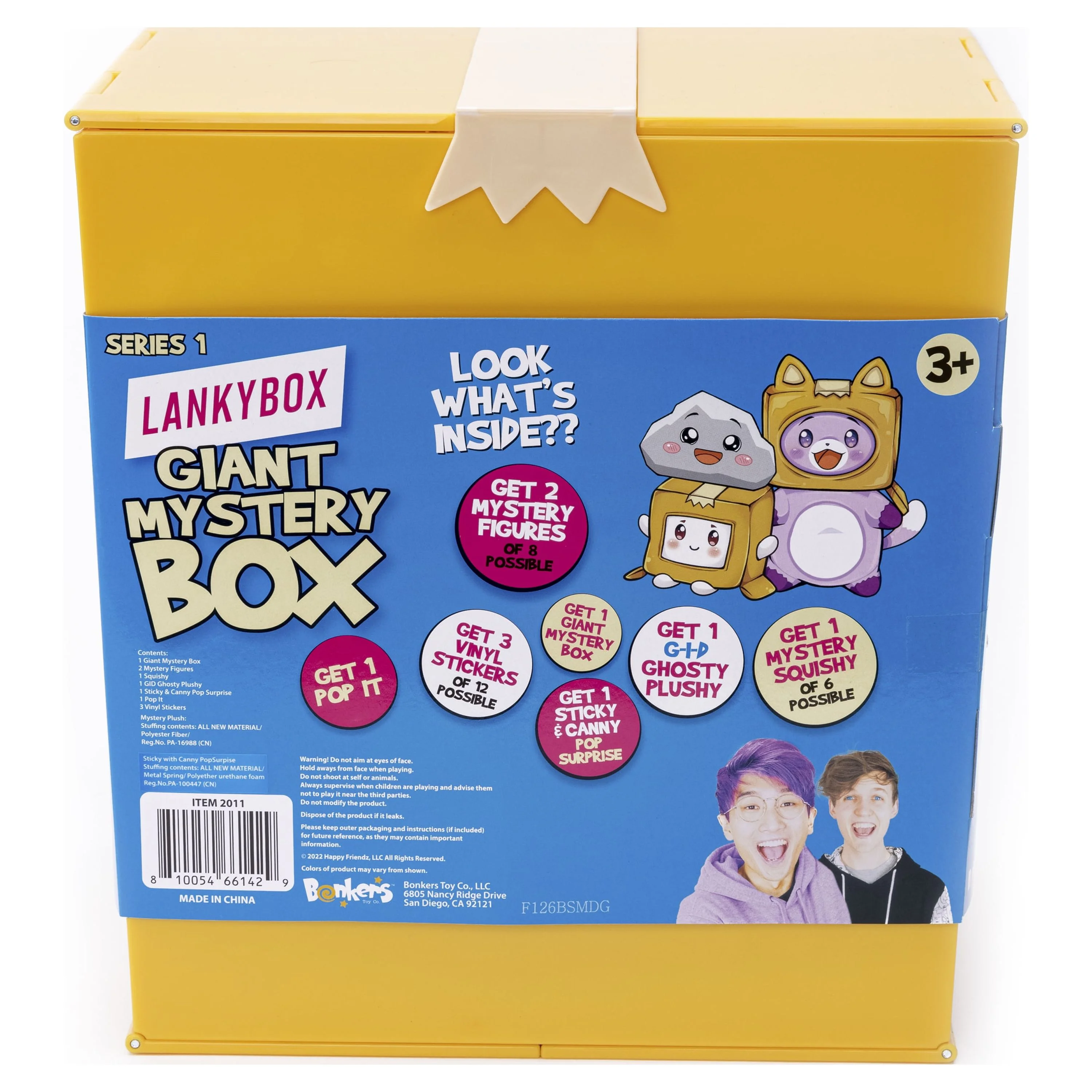 Lankybox Big Boxy Mystery Box, Yellow Surprise Box with Plush, Squish, Role-Play and Much More