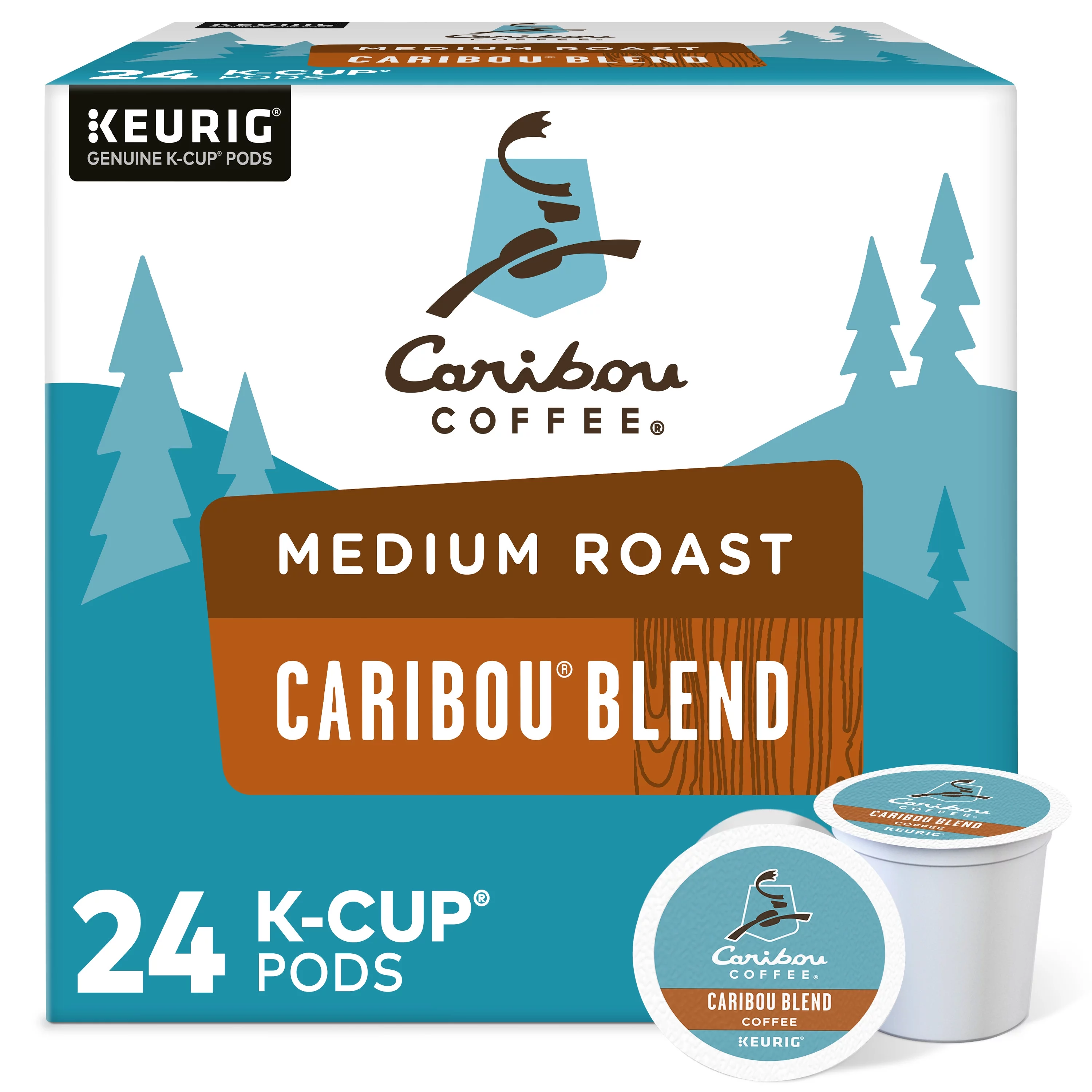 Caribou Coffee, Caribou Blend Medium Roast K-Cup Coffee Pods, 24 Count