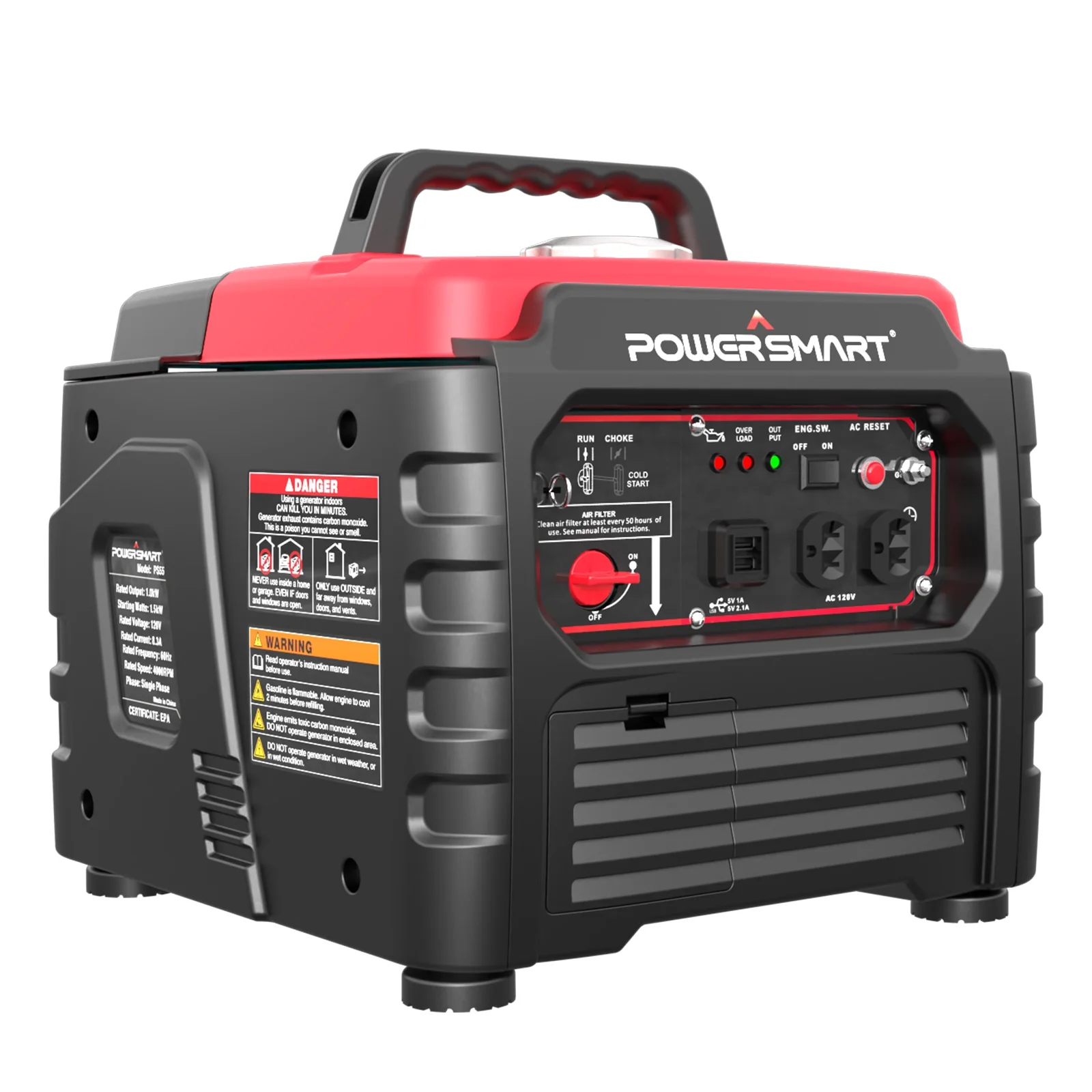 PowerSmart 1500 Watt Gas Inverter Generator Portable for Outdoor Camping/Home Use,Low Noise