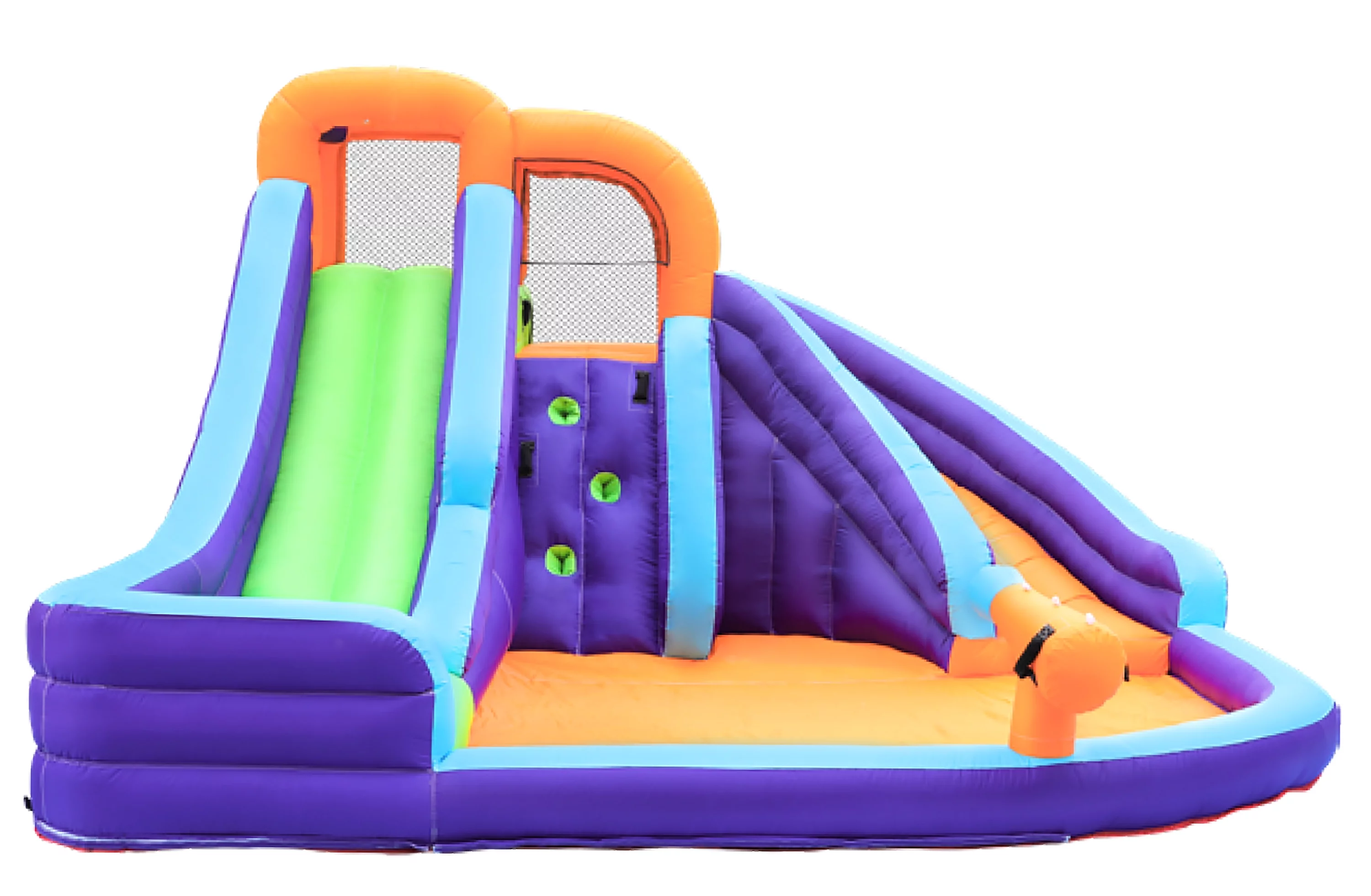 CocoNut Castles Double Slide Inflatable Water Park with Climbing Wall & Water Cannon