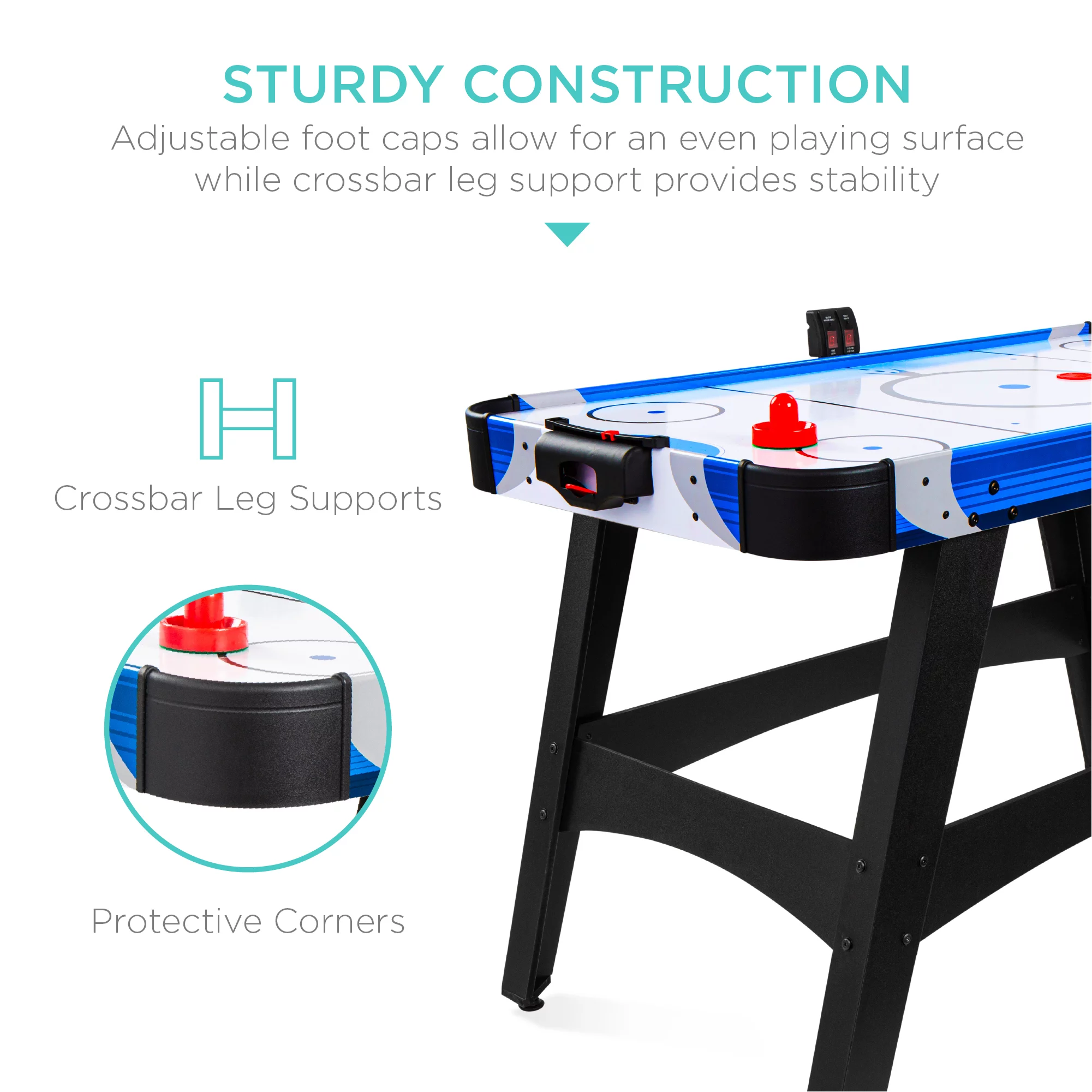 Best Choice Products 58in Mid-Size Air Hockey Table for Game Room w/ 2 Pucks, 2 Pushers, LED Score Board, 12V Motor