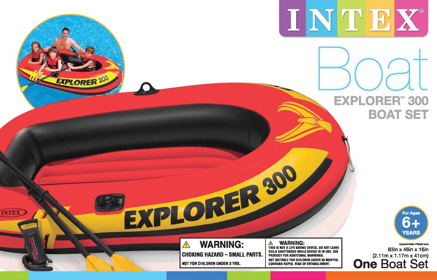 Intex Explorer 300 Compact Inflatable Three Person Raft Boat | 58332EP