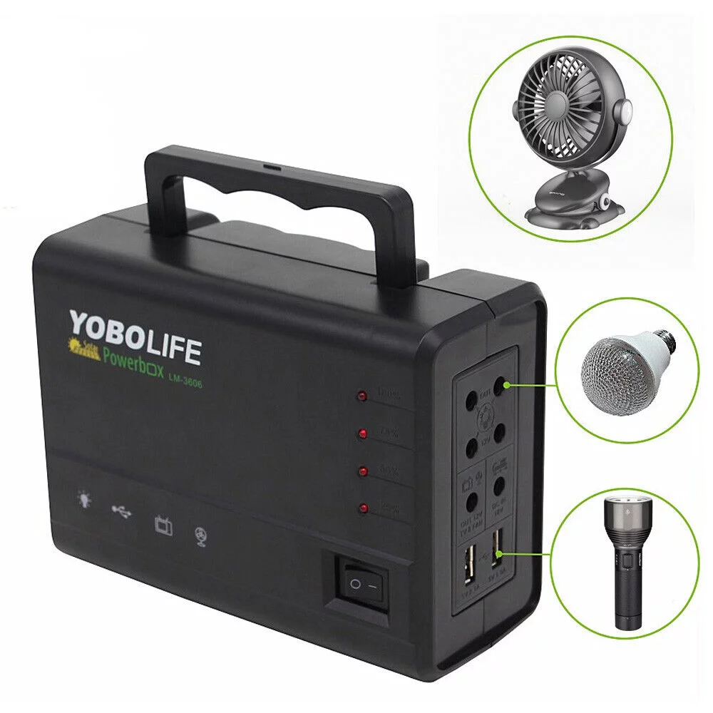 Portable Solar Power Generator Kit, Power Station with Solar Panel with 4 LED Lights for Outdoor Camping