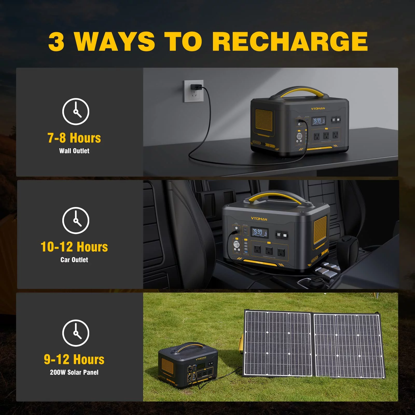 VTOMAN Jump 1000 Portable Power Station 1000W with 220W Solar Panels, 1408Wh LiFePO4 Battery with 110V/1000W AC Outlets,Portable Generator for Camping & Home Backup