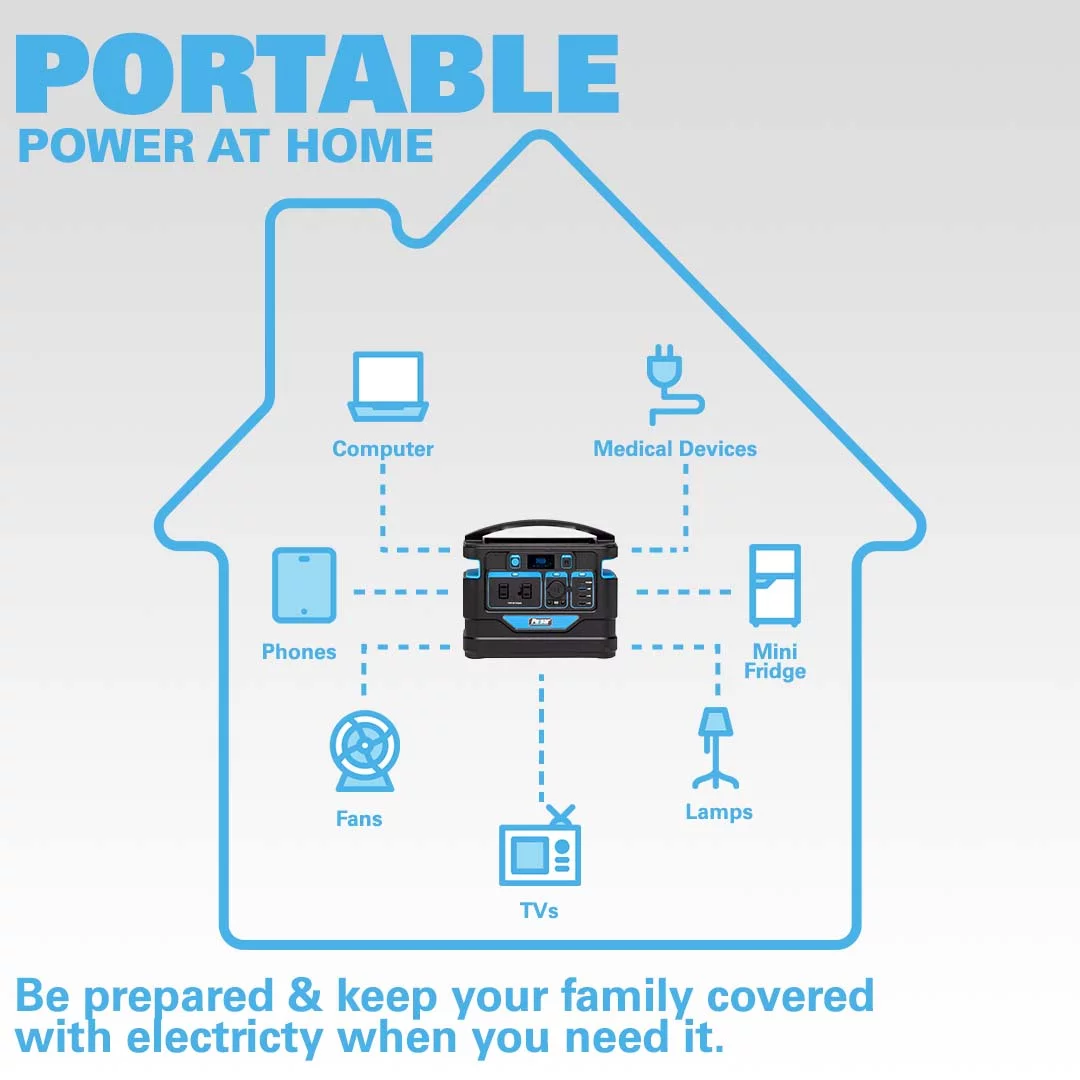 Pulsar 500 Watt Lithium-Ion Portable Power Station with LCD Display and Wireless Charging Pad (518Wh Capacity)