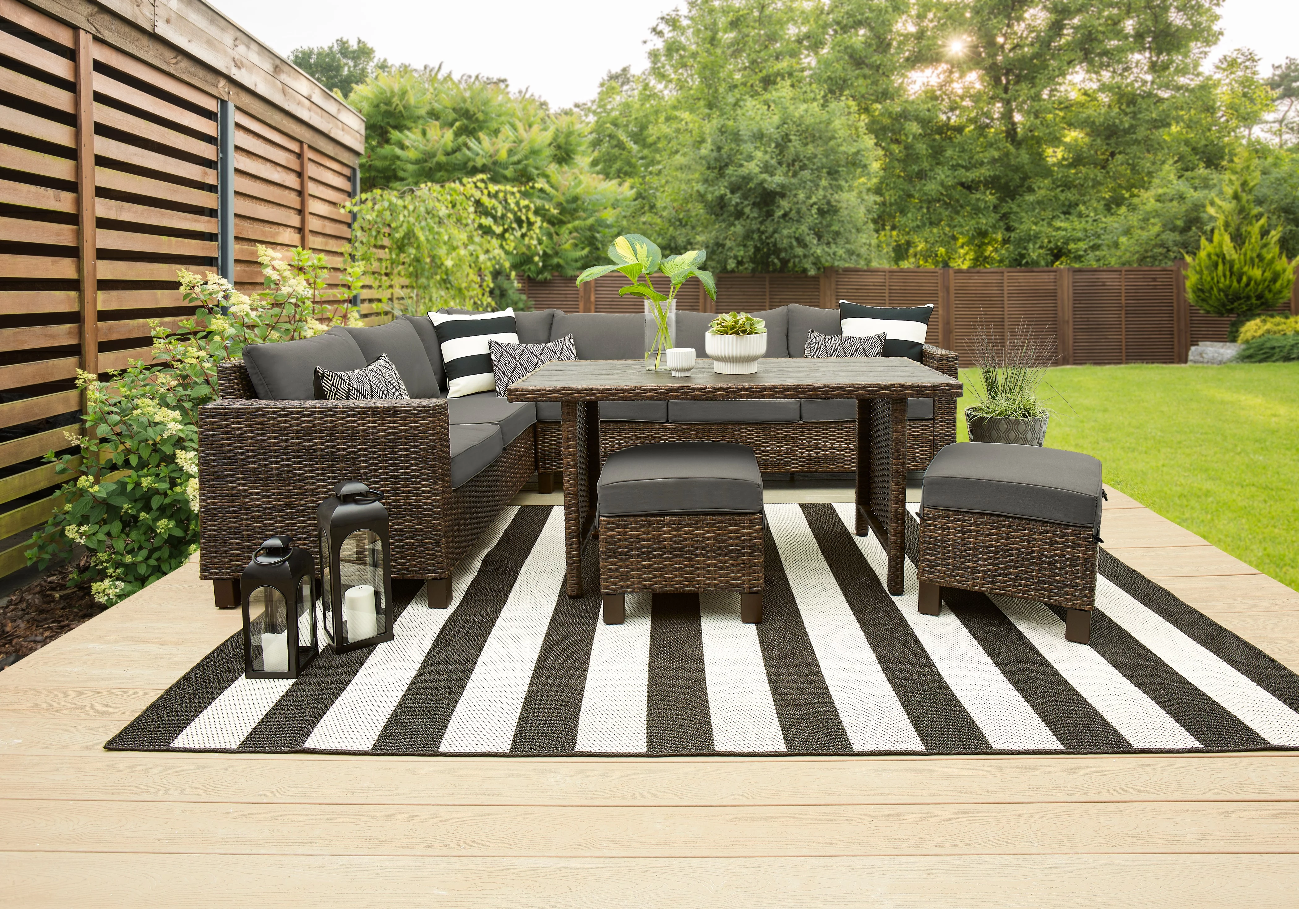 Better Homes & Gardens Brookbury 5-Piece Outdoor Patio Wicker Dining Sectional Set