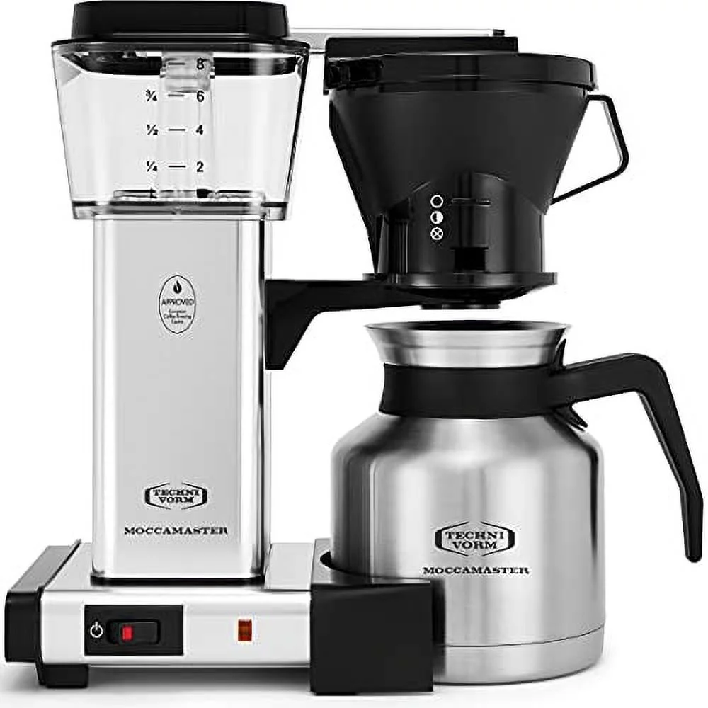 Moccamaster KBTS Manual-Adjust Drip-Stop Coffee Maker (32 oz Thermal Carafe) | Polished Silver