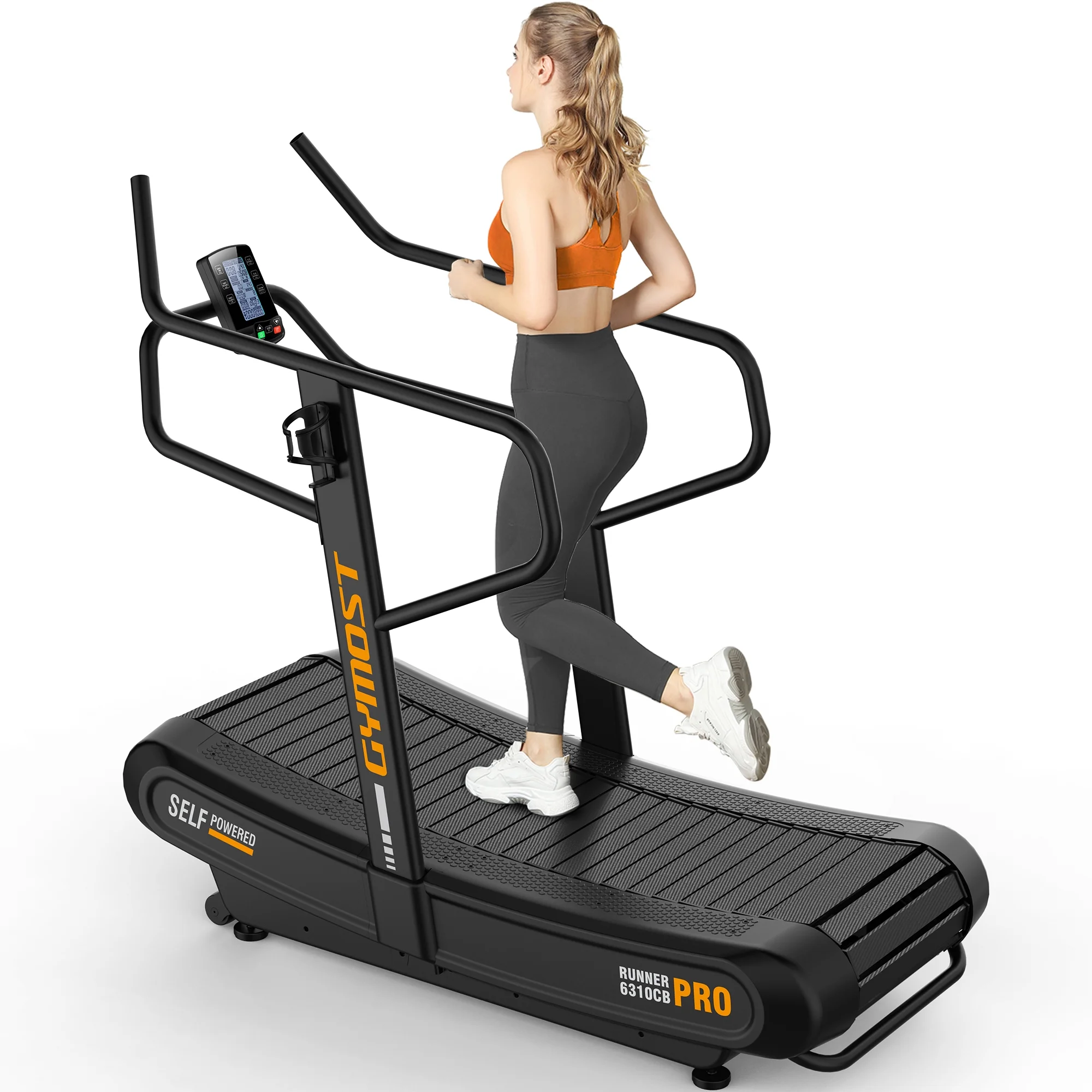 GYMOST Manual Curved Treadmill, Motorless Sprint Treadmill with Customization & Resistance Adjustment, Home & Commercial Treadmill With 5?? LED Screen