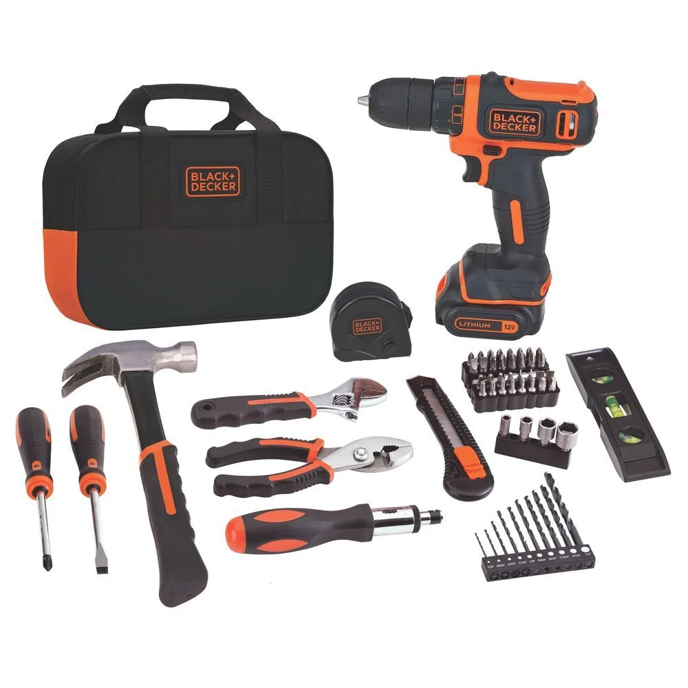 BLACK+DECKER 12-Volt MAX Lithium Drill And 59-Piece Project Kit, BDCDD12PK Tool Sets